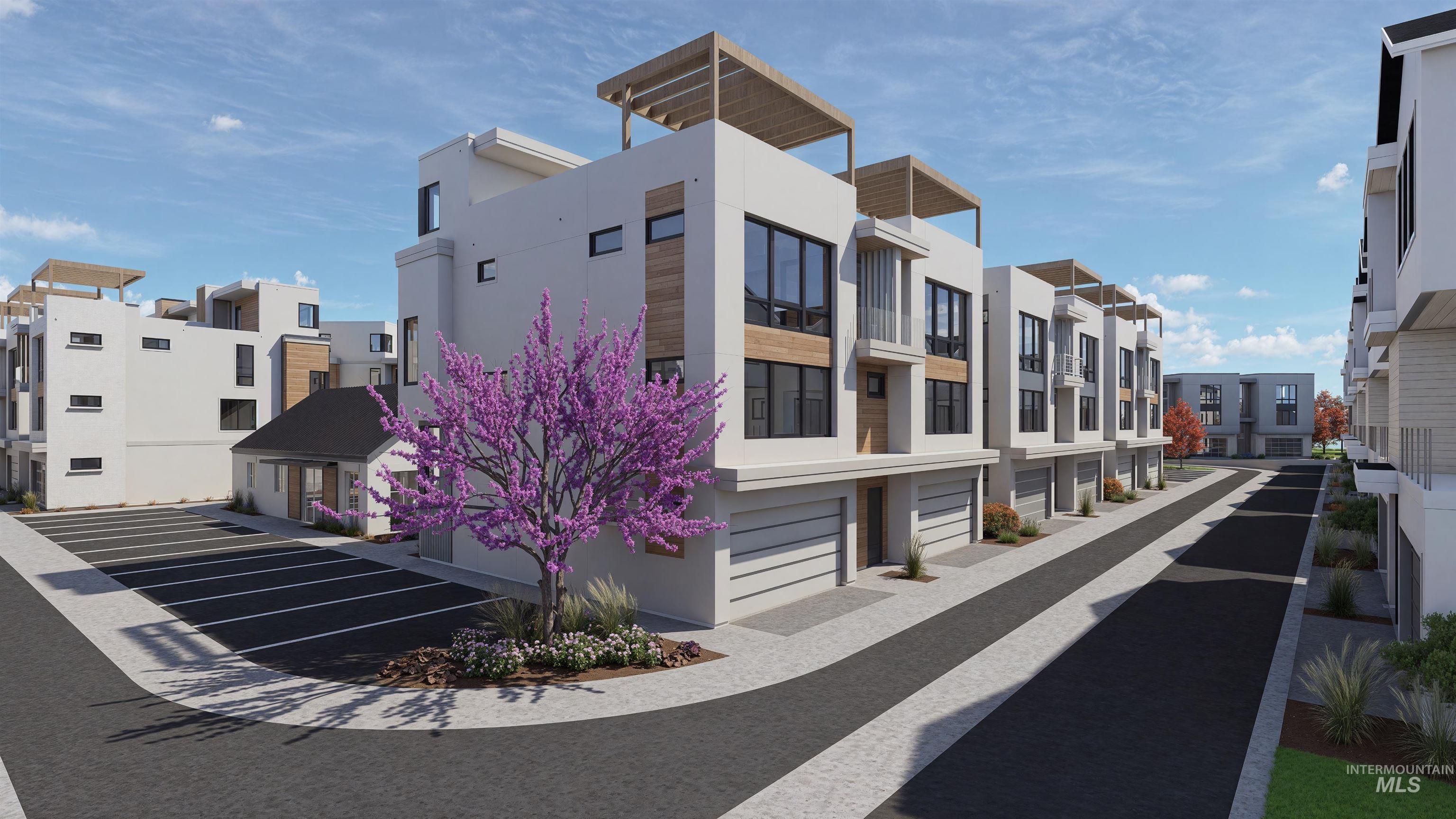 View of building exterior with a residential view