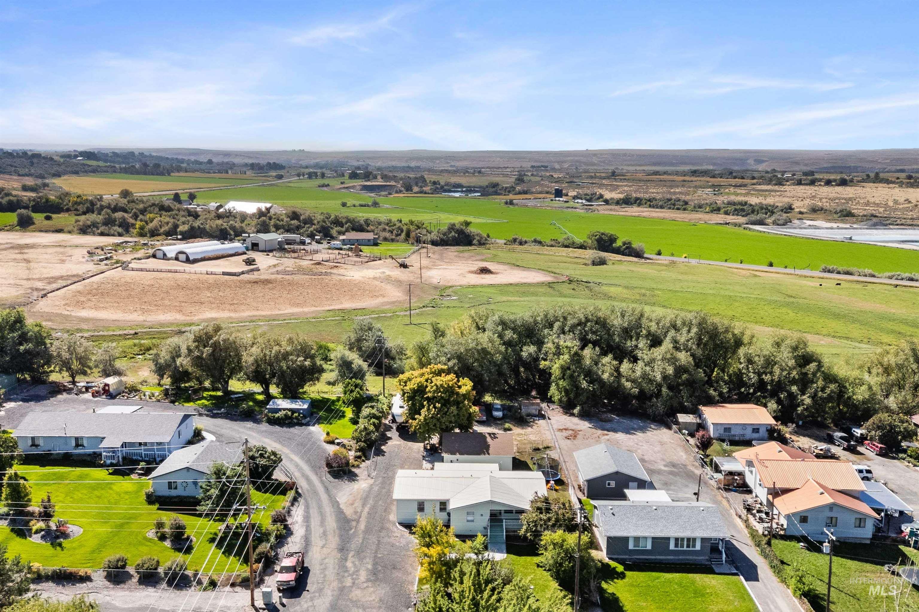 Overview of rural landscape with nearby suburban area