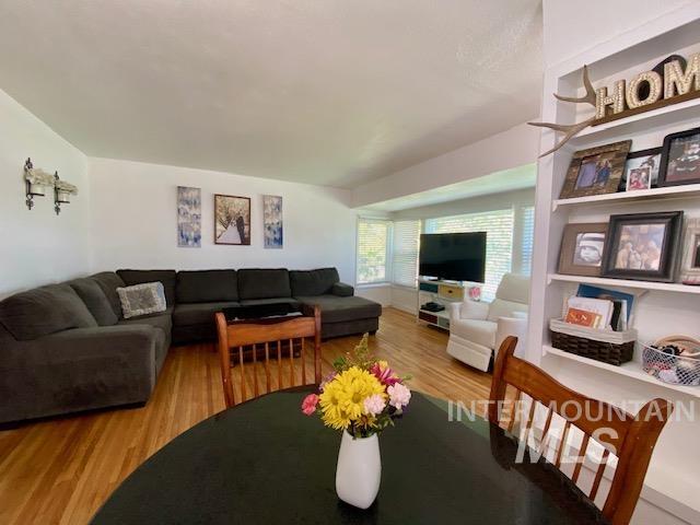 Living room with wood finished floors