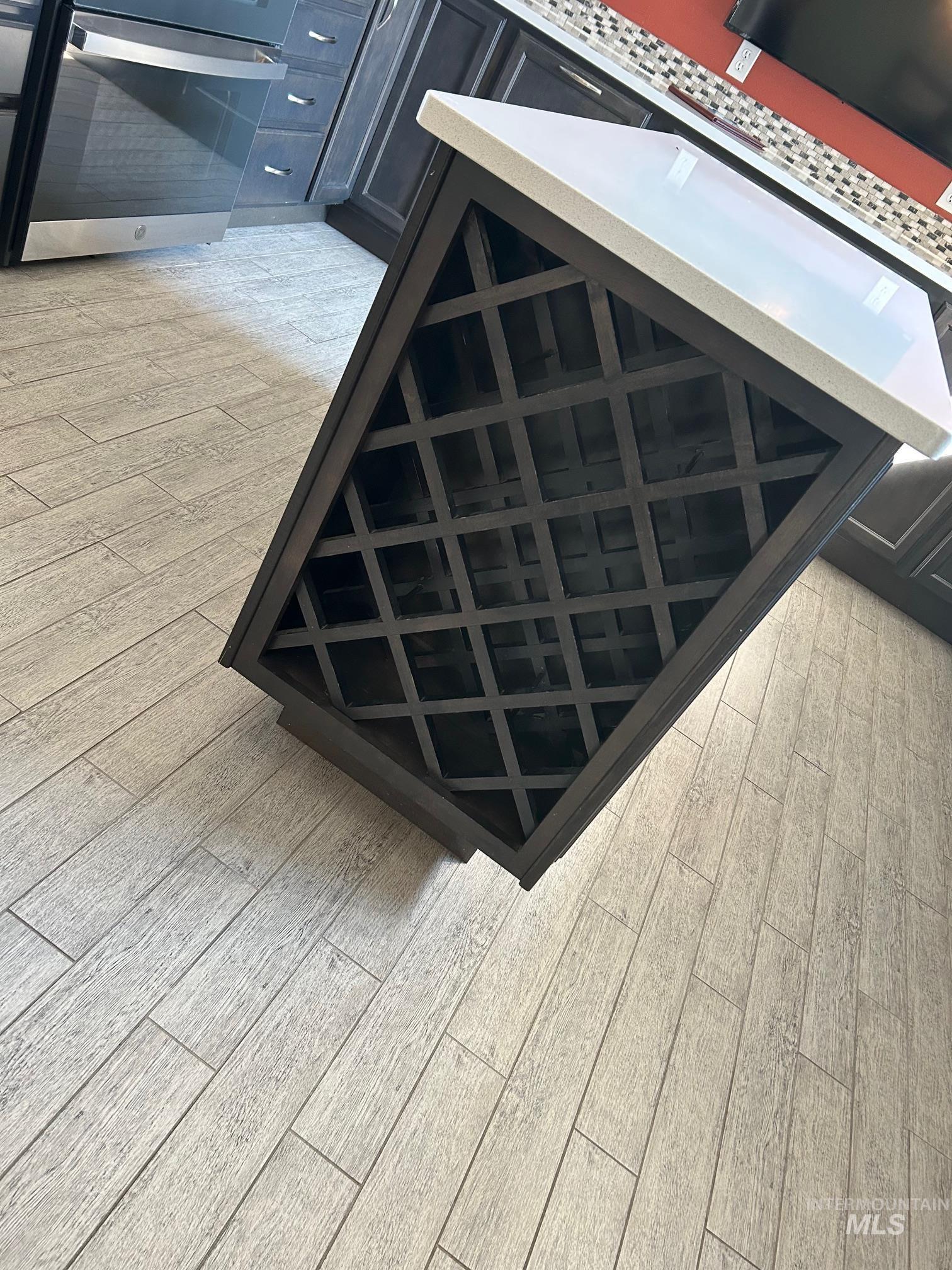 Kitchen view of wine cooler