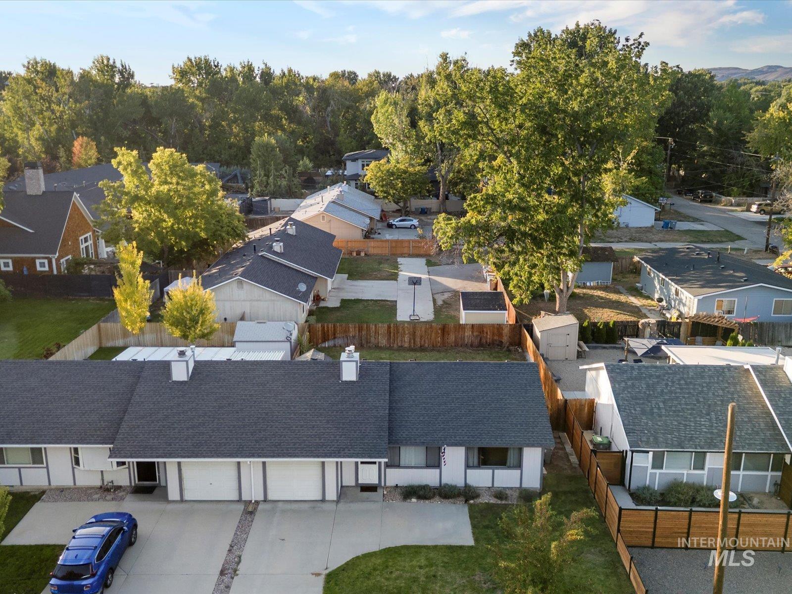 Aerial perspective of suburban area