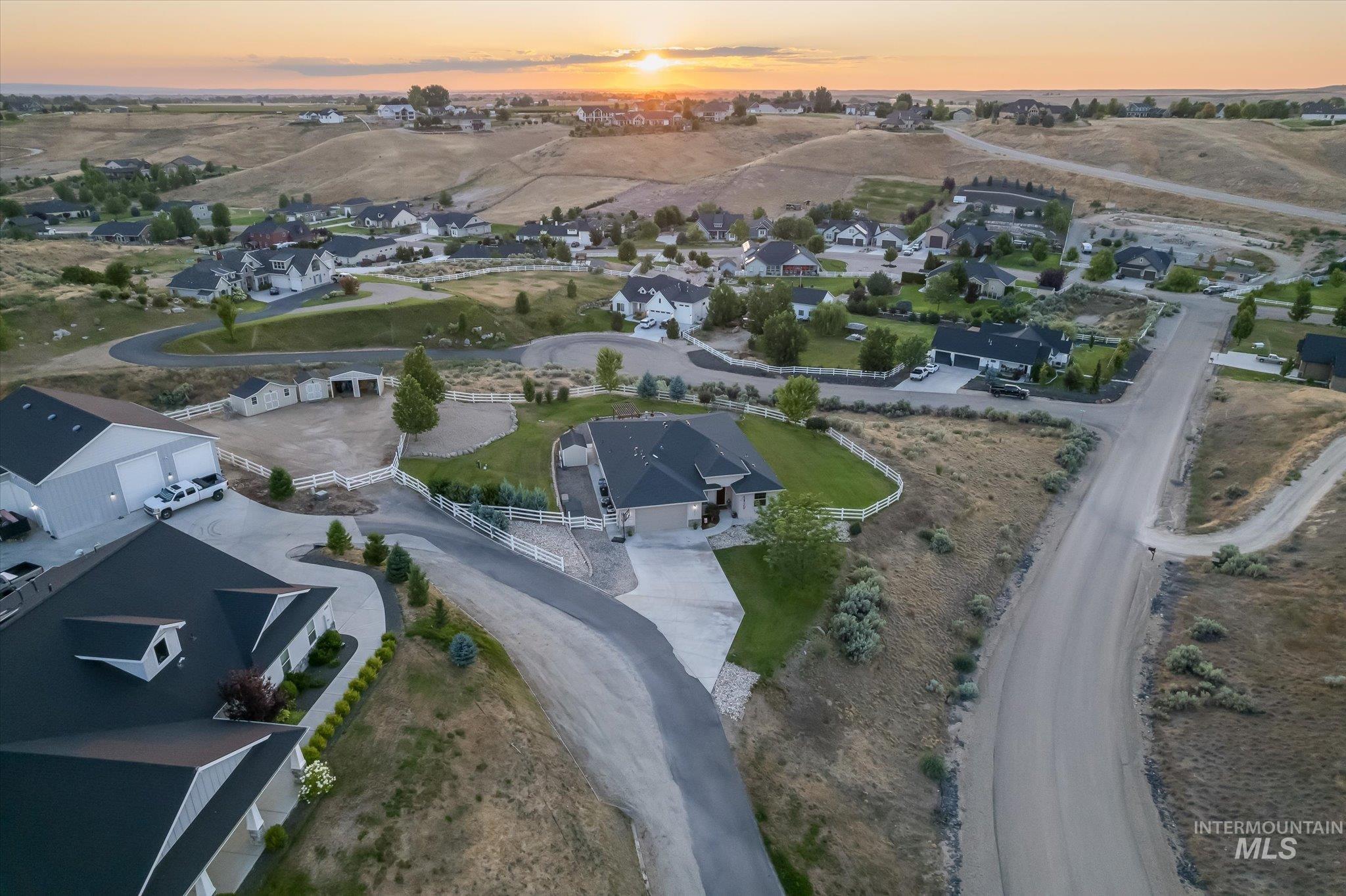 Aerial perspective of suburban area