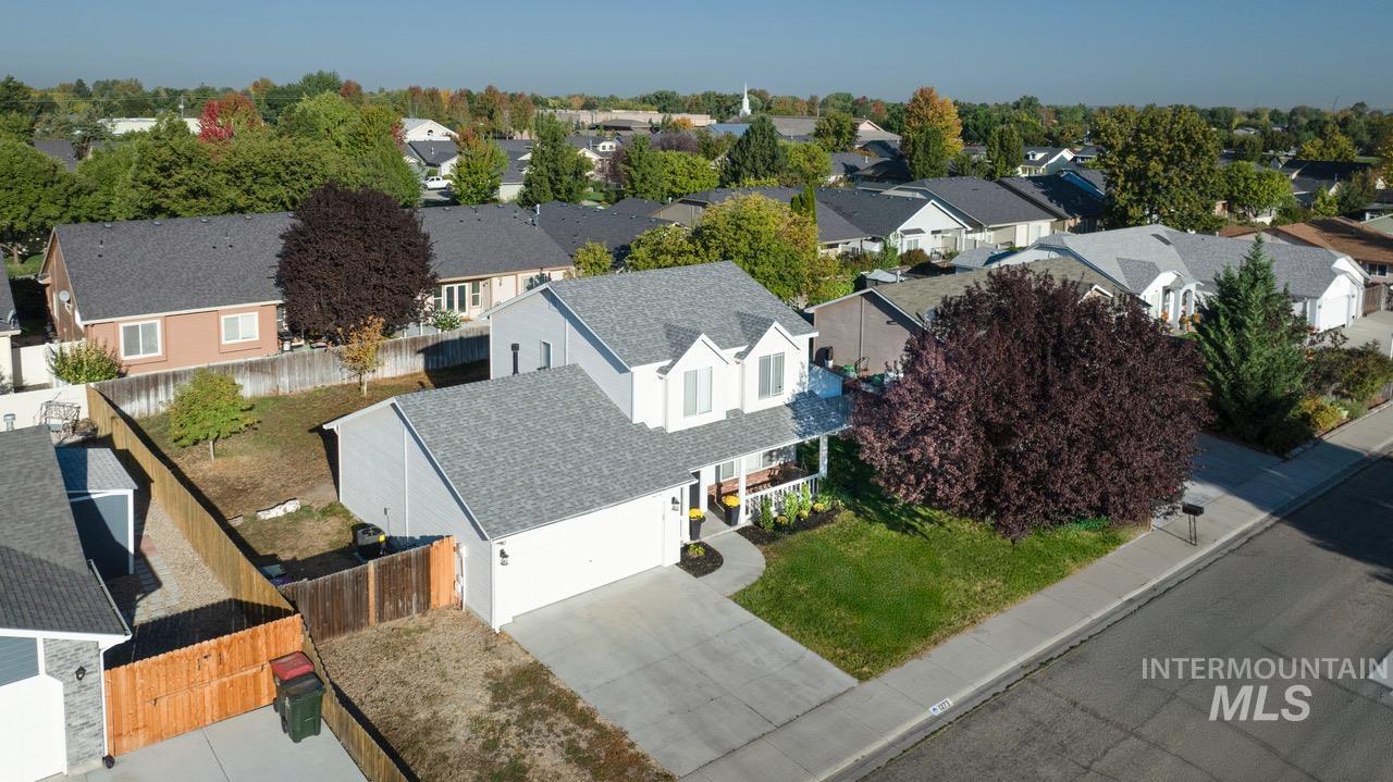 Aerial perspective of suburban area