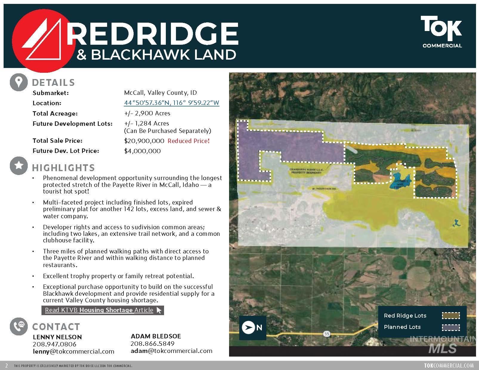 Redridge & Blackhawk Land, McCall, Idaho 83638, Land For Sale, Price $20,900,000, 98962653