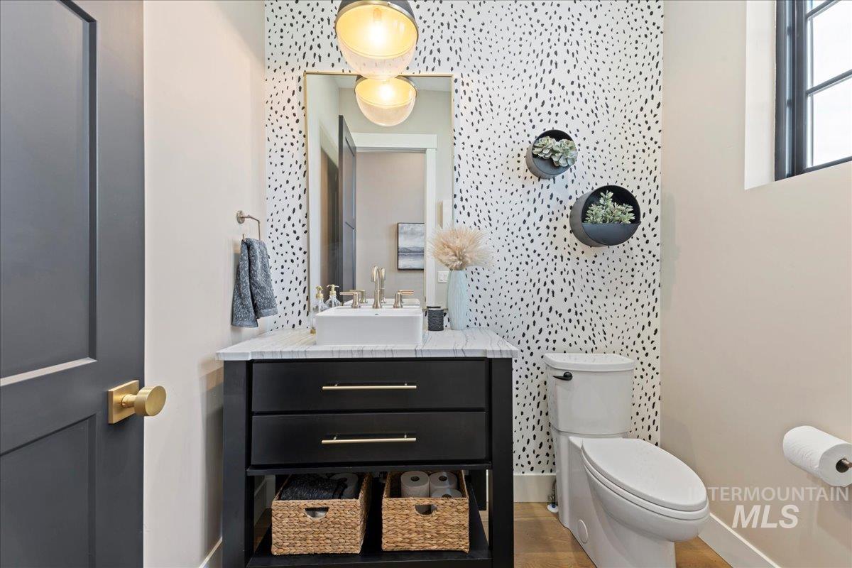 Bathroom with vanity and toilet