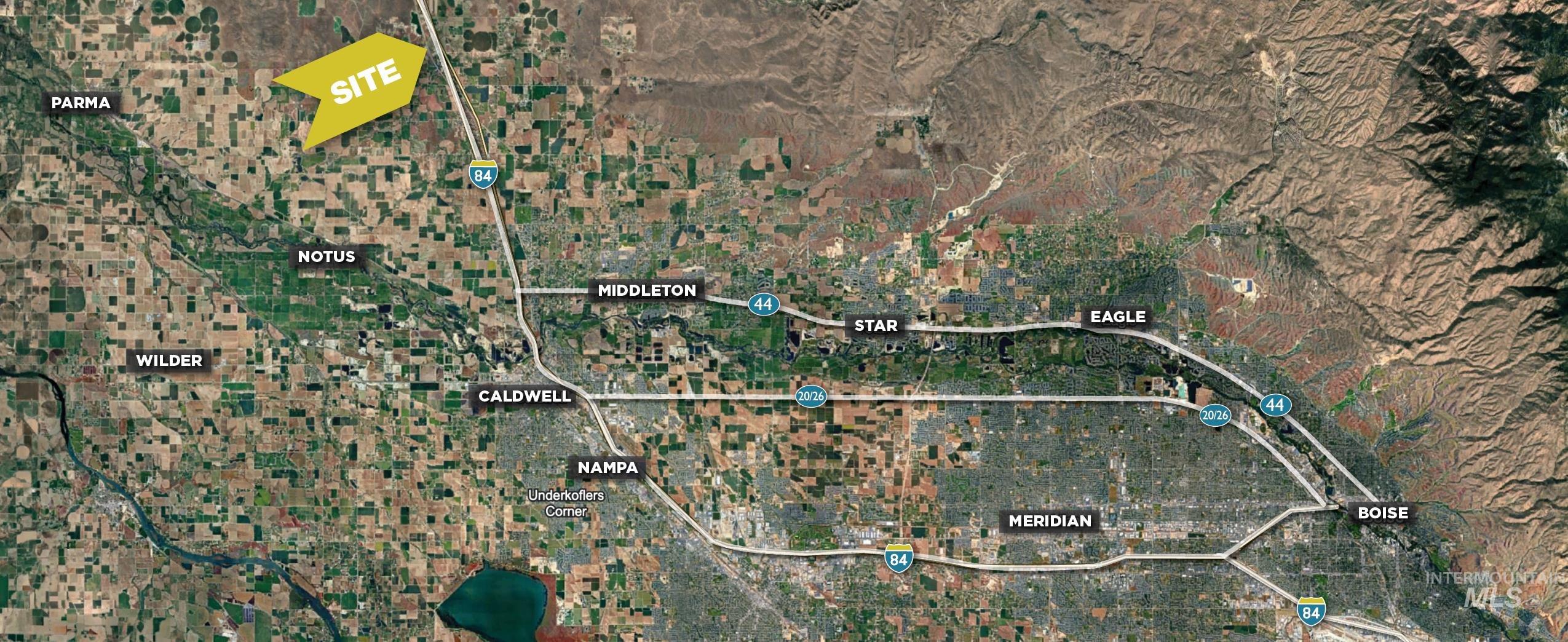 Aerial map of property and surrounding area