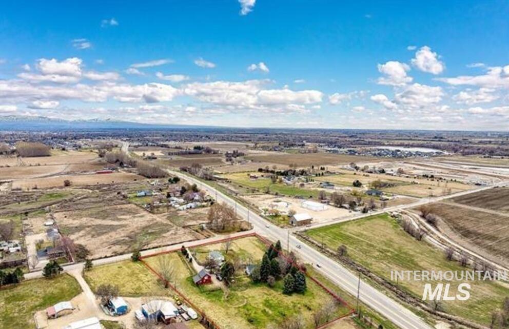 Aerial view of sparsely populated area