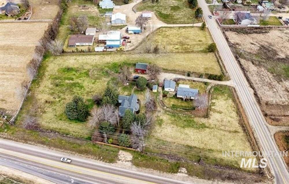 Aerial view of sparsely populated area