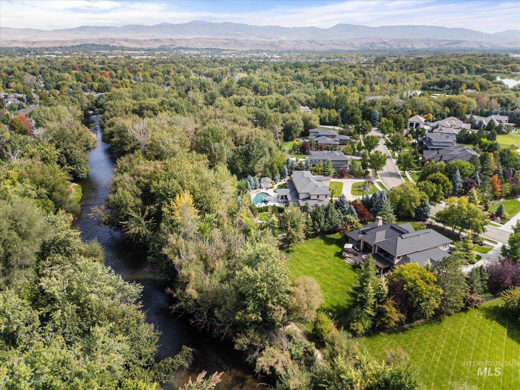 Drone / aerial view of a water and mountain view