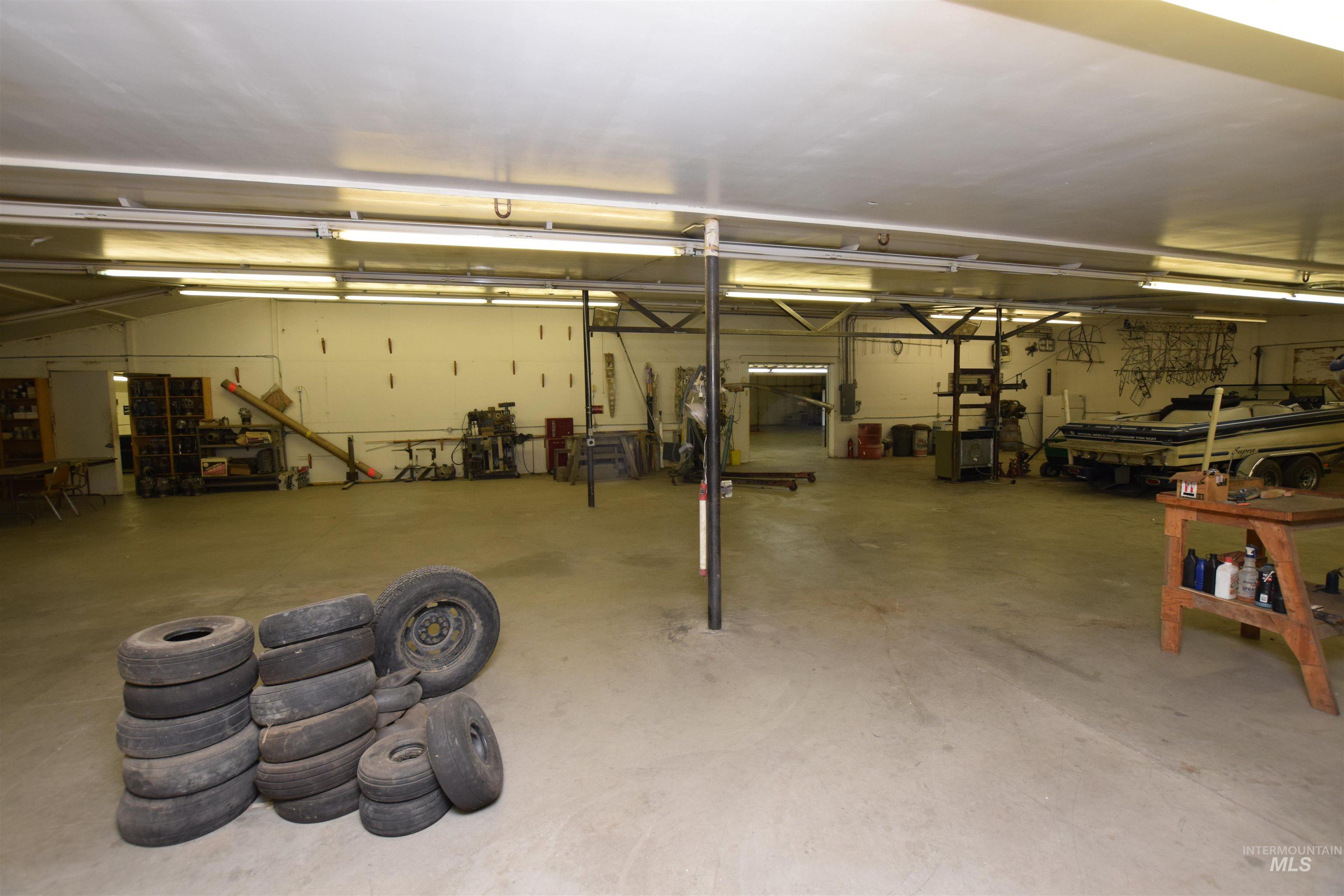Garage with a workshop area