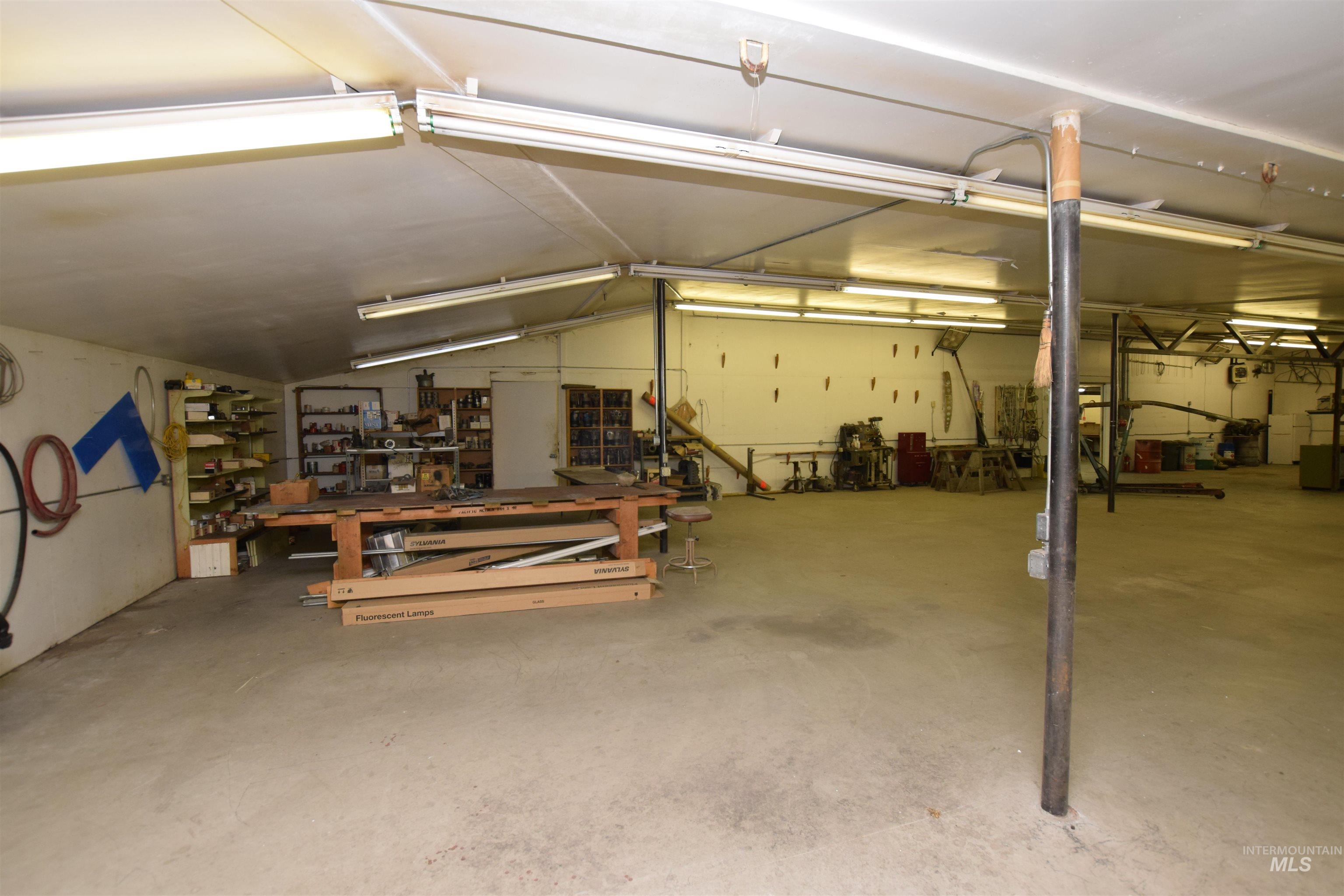 Garage with a workshop area
