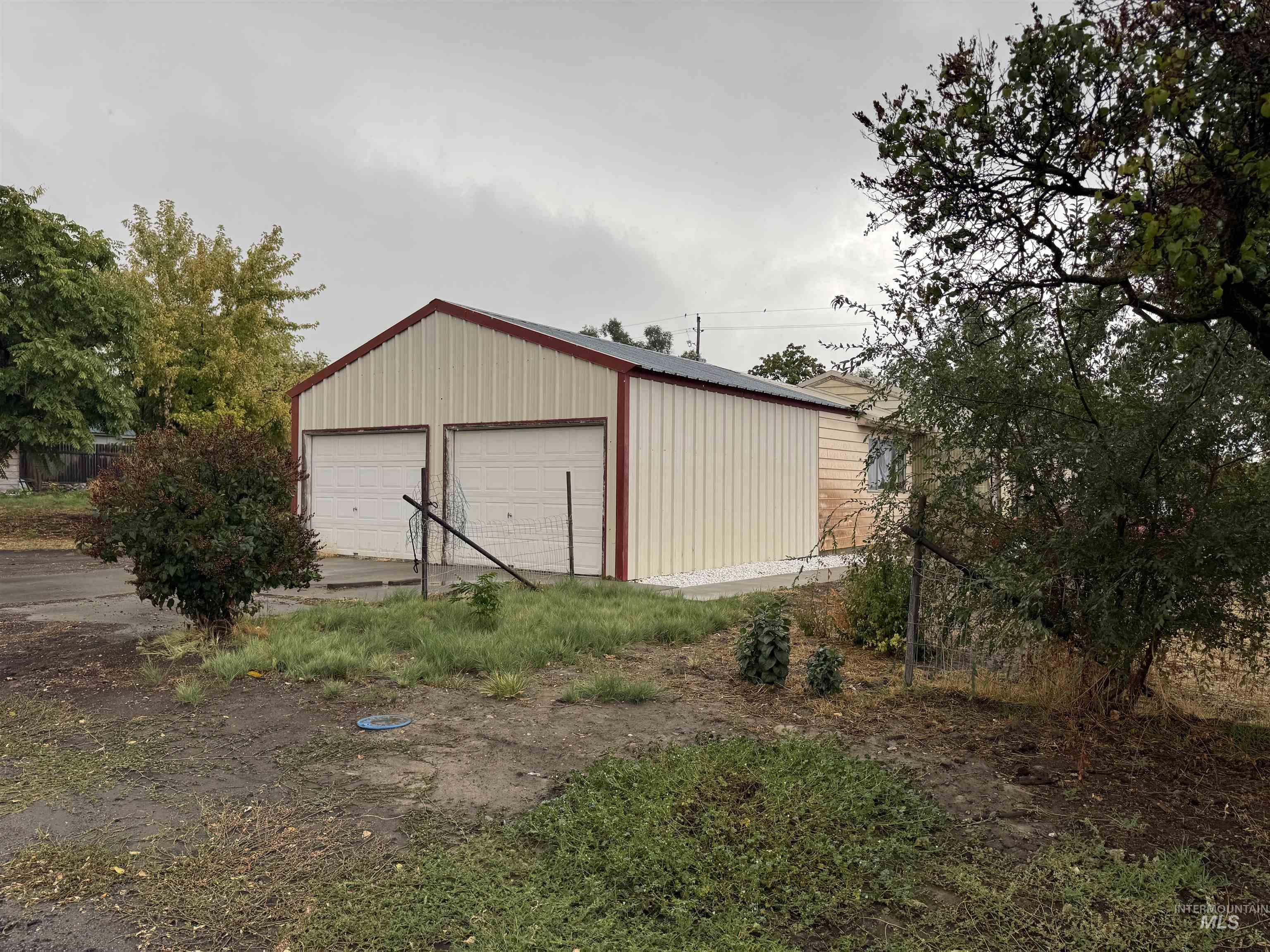 View of detached garage