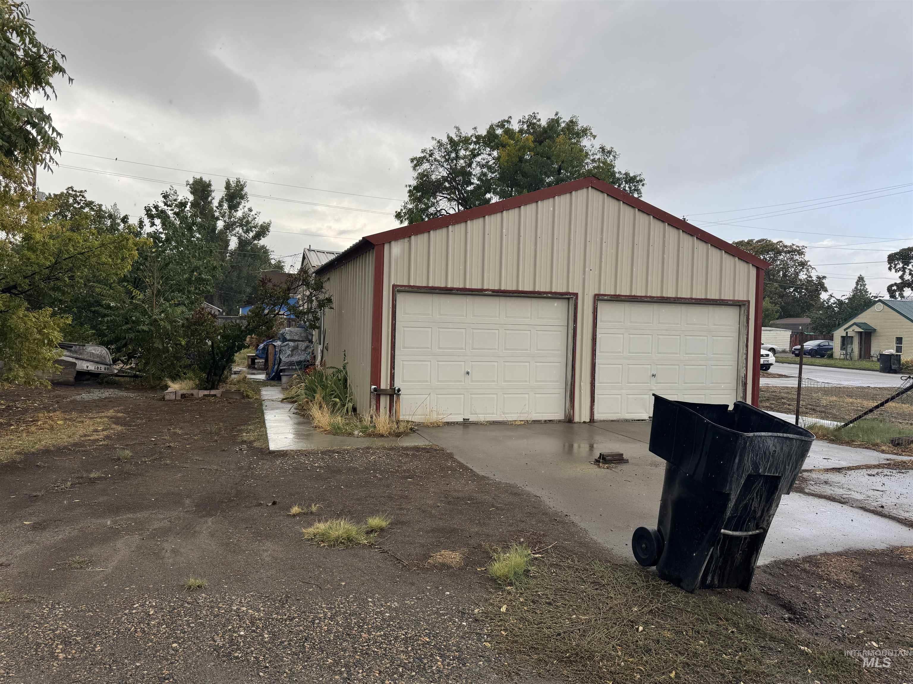 View of detached garage