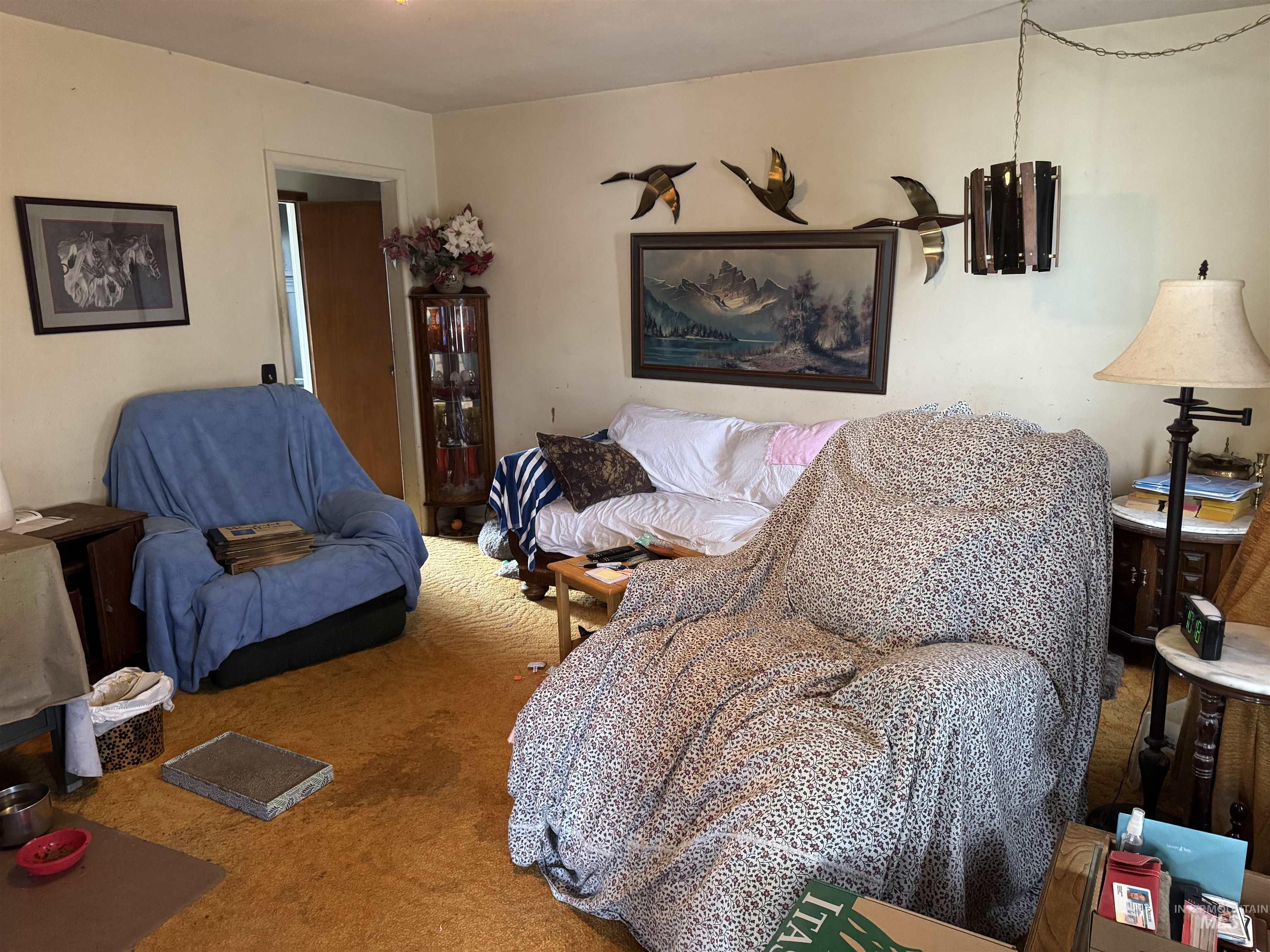 View of carpeted living area