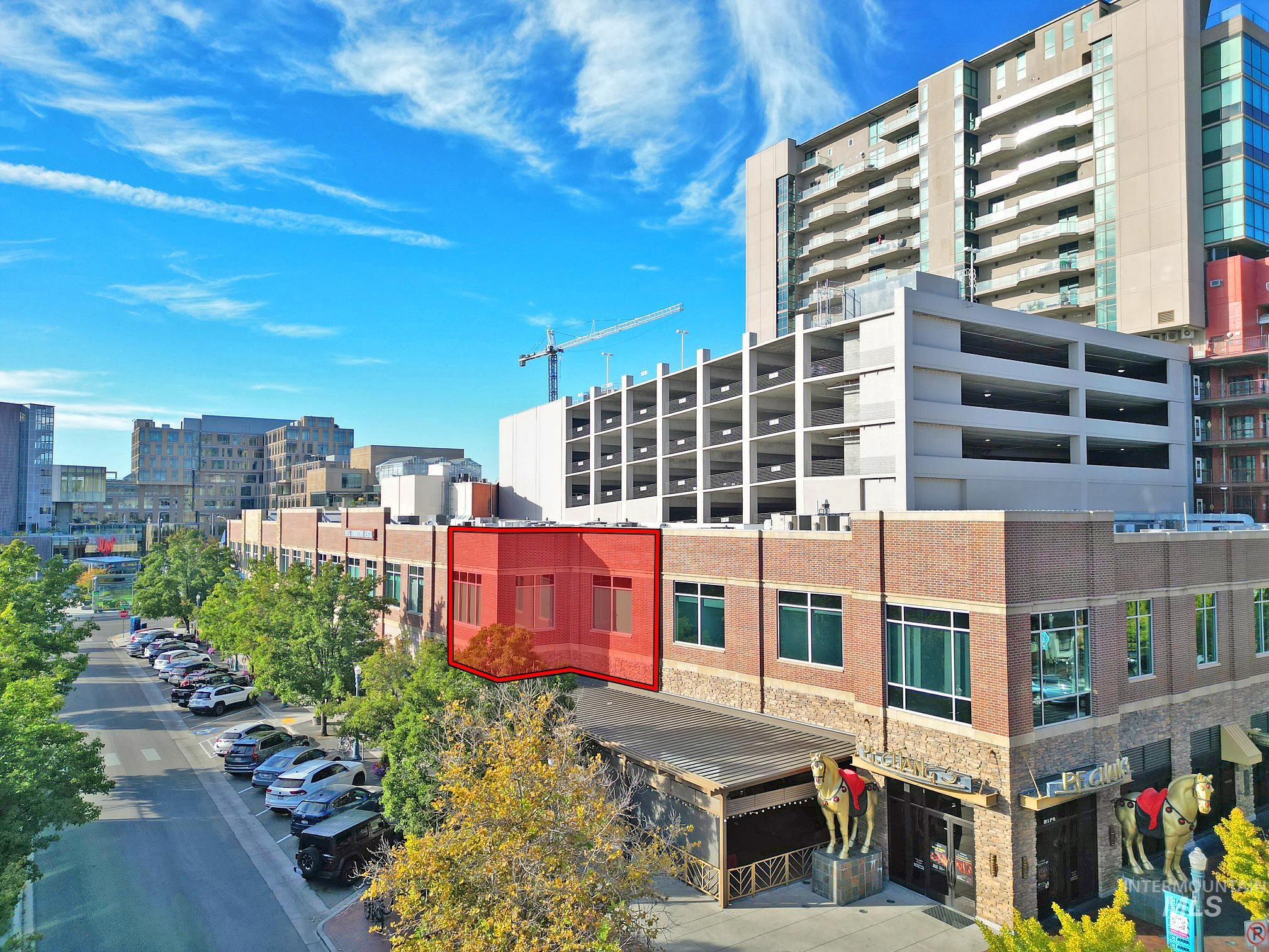 View of building exterior featuring a city view