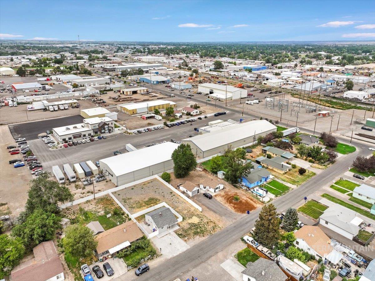 Aerial view of industrial structures