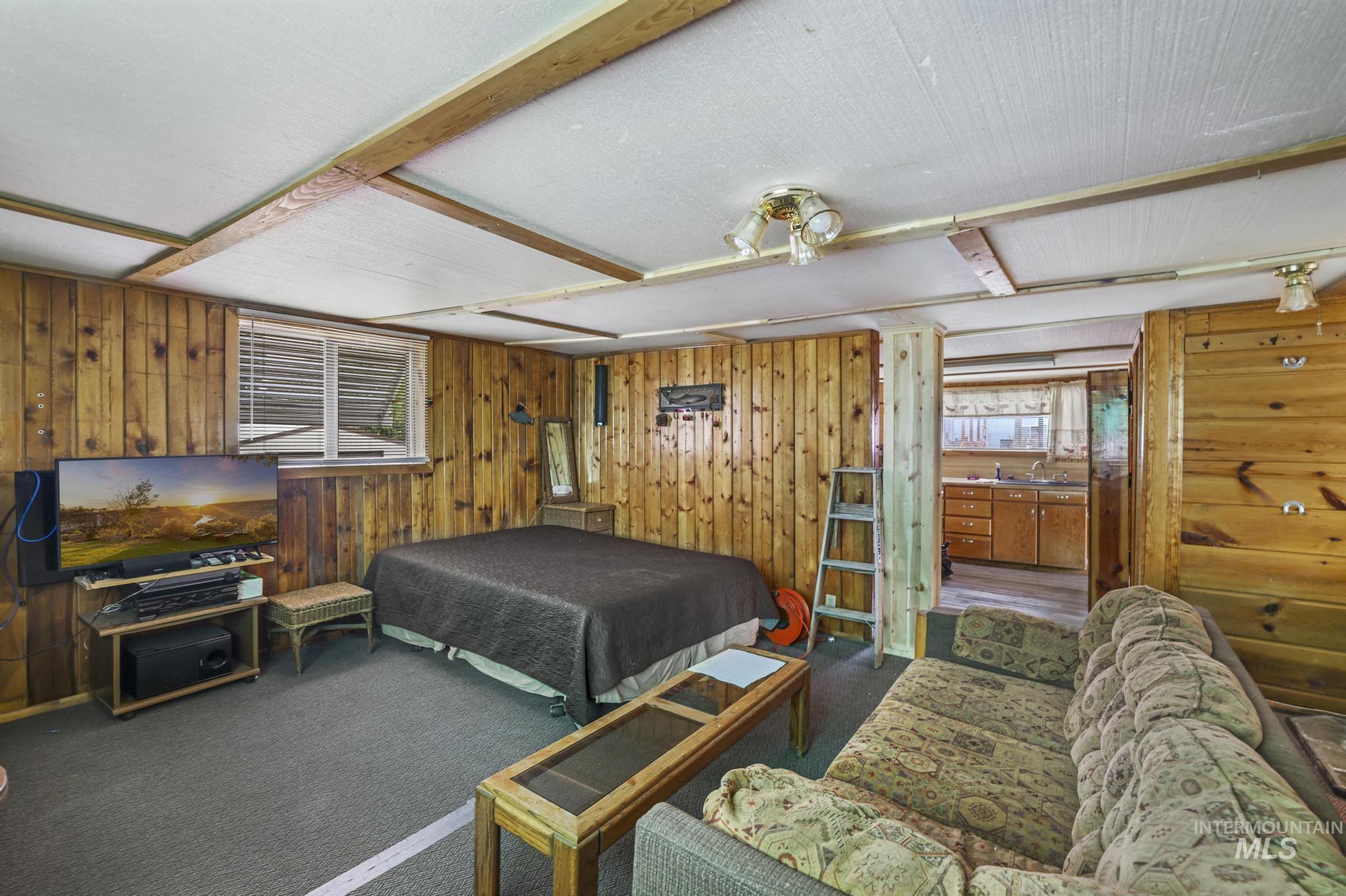 Carpeted bedroom with hidden Murphy bed
