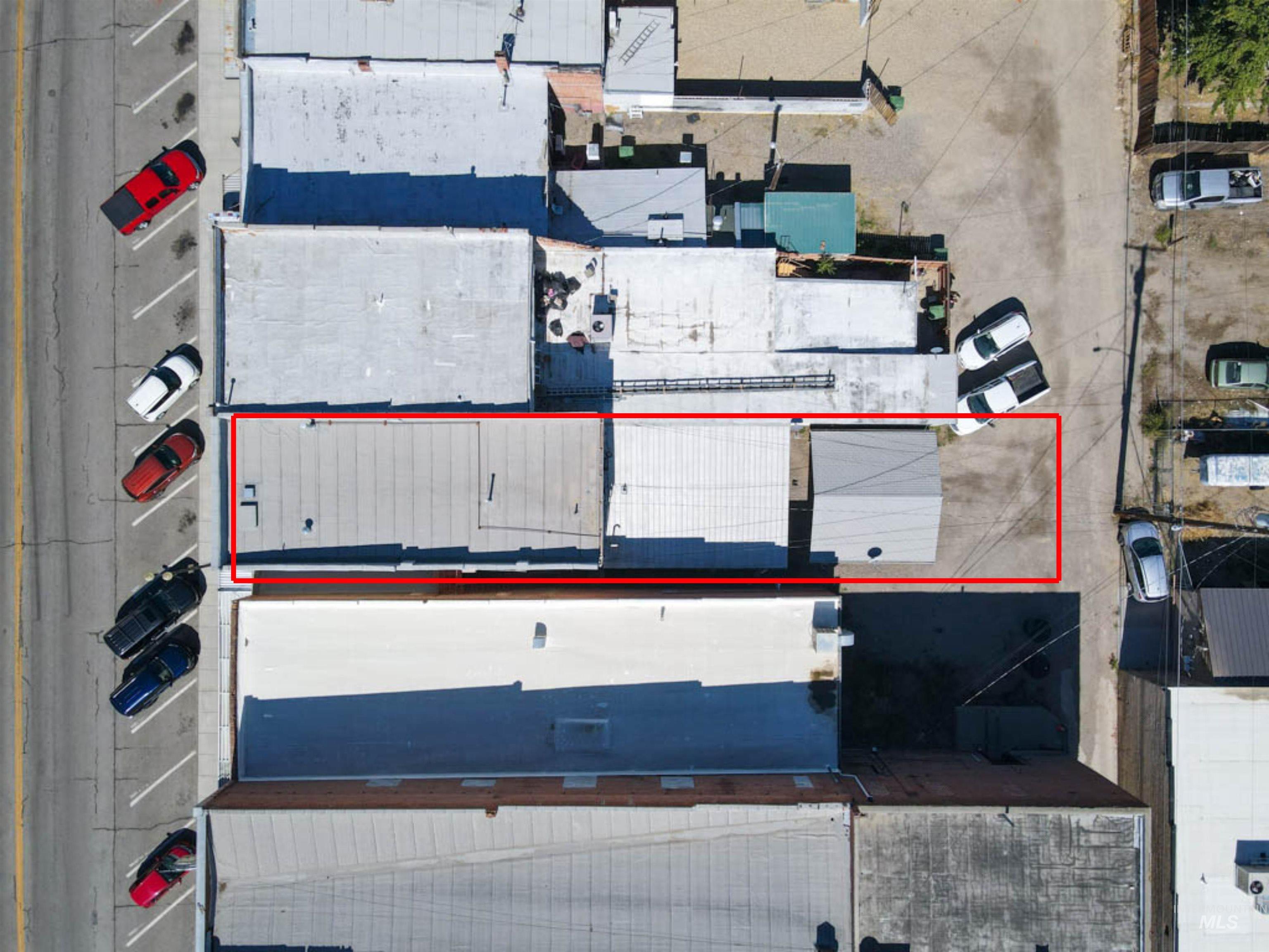 Aerial view of property's location with property parcel outlined
