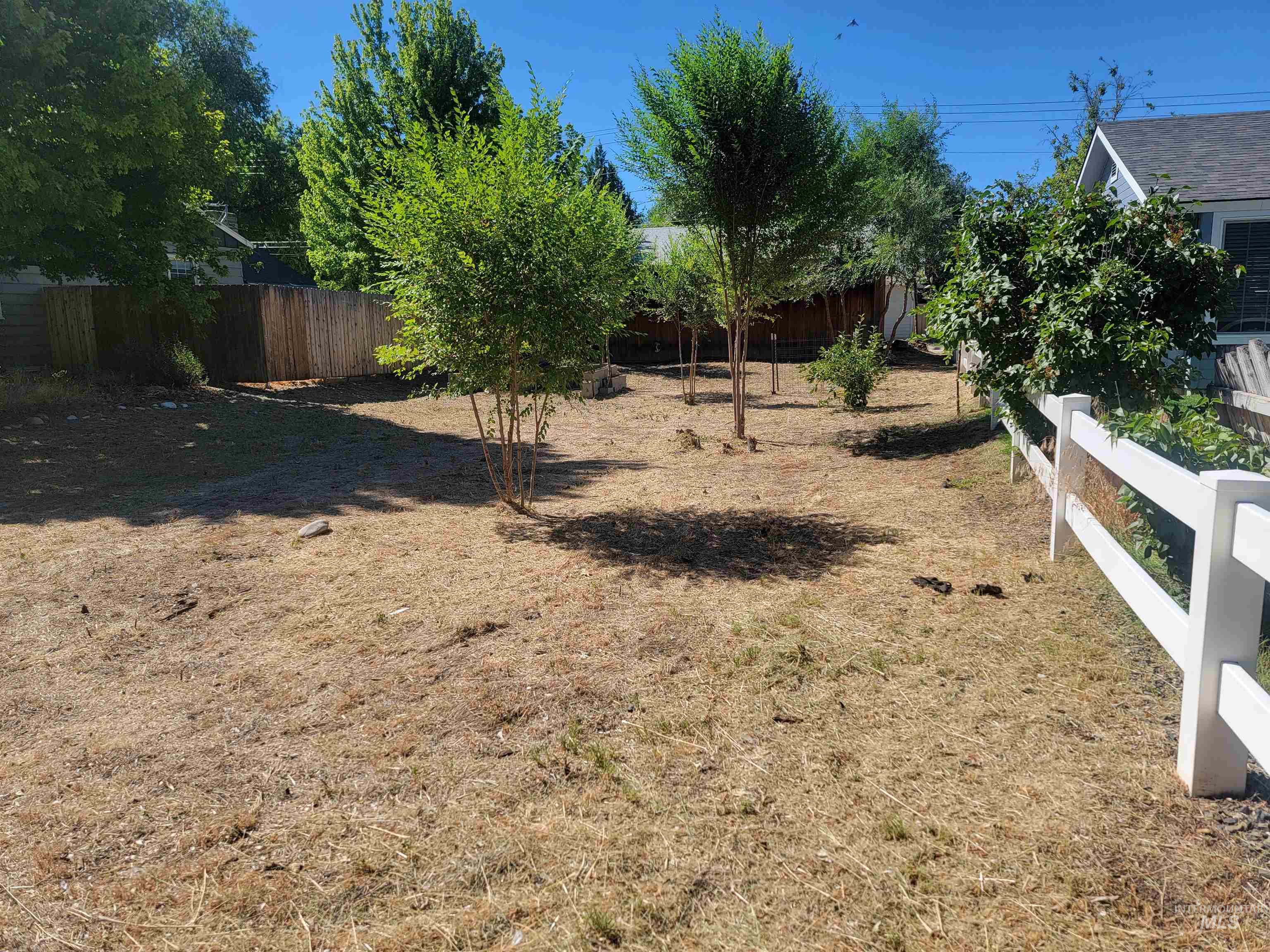 View of fenced backyard