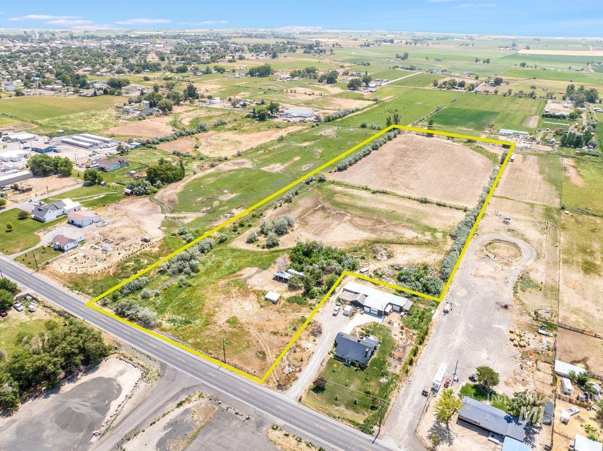 Overview of rural landscape featuring property parcel outlined
