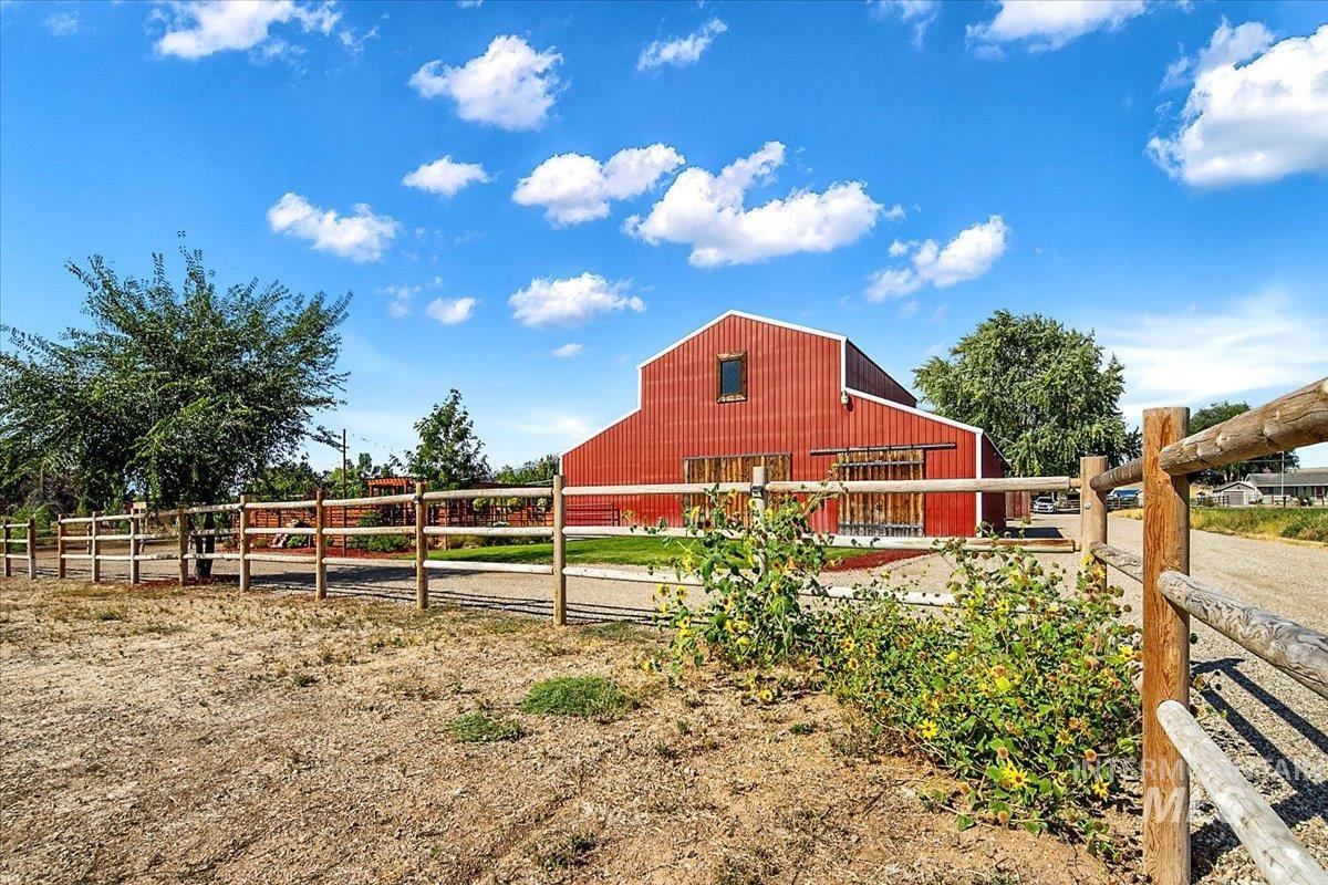 View of horse barn