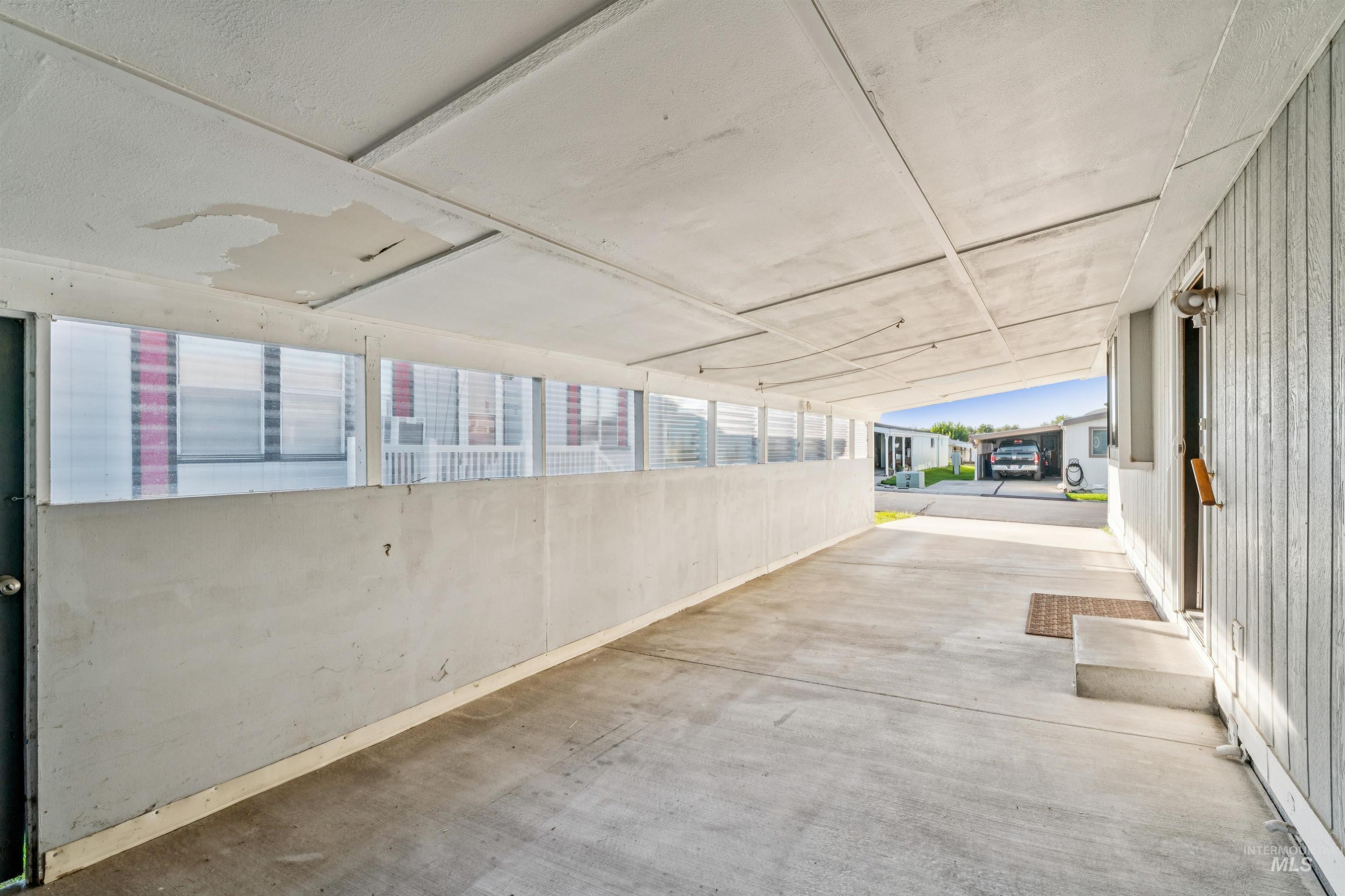 Interior space featuring an exterior structure