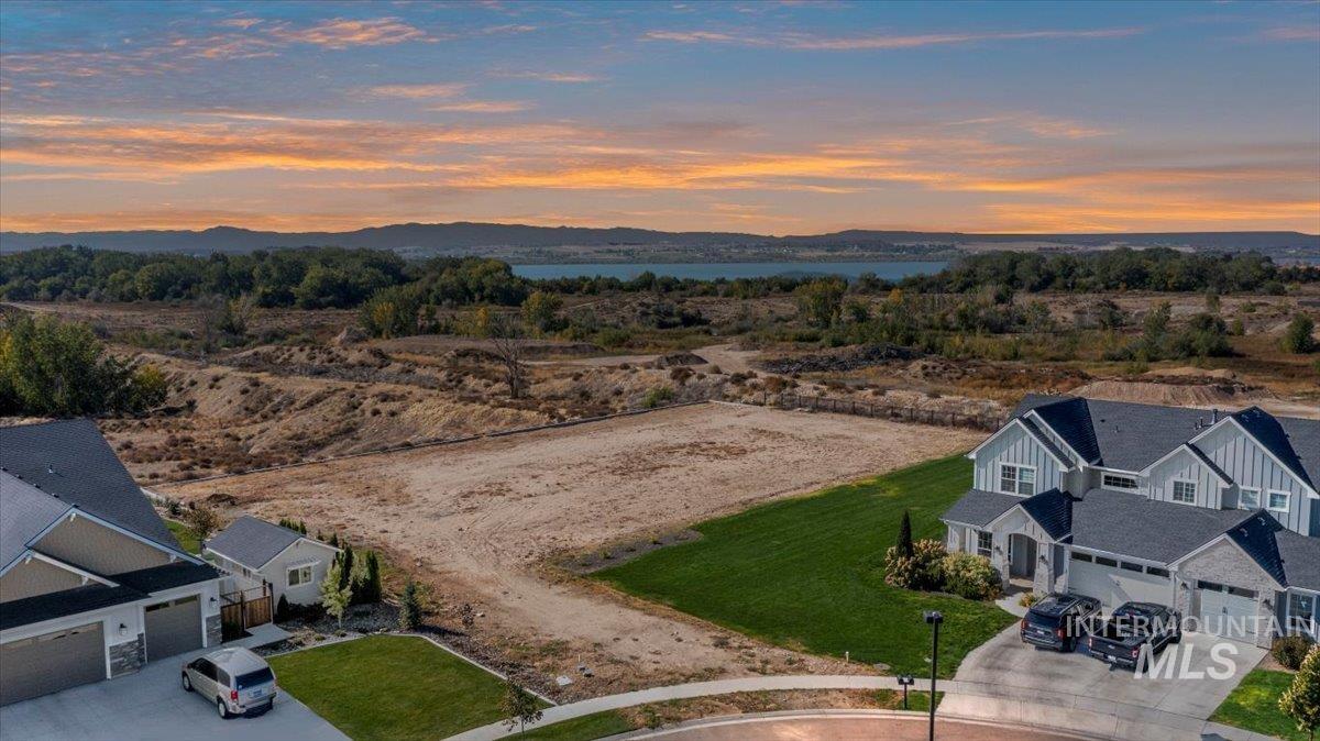 Aerial view at dusk of a water view