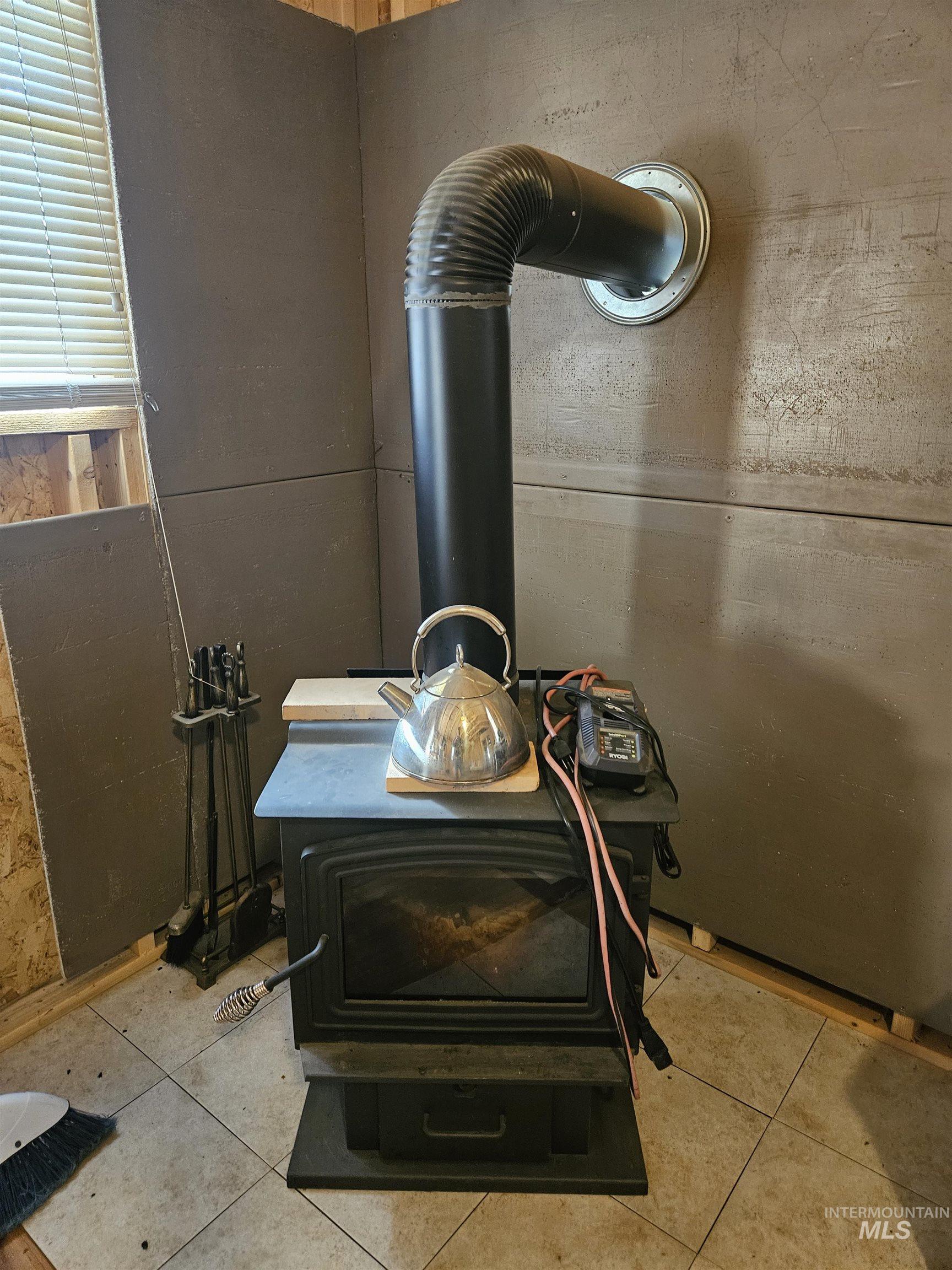 Detailed view of a wood stove