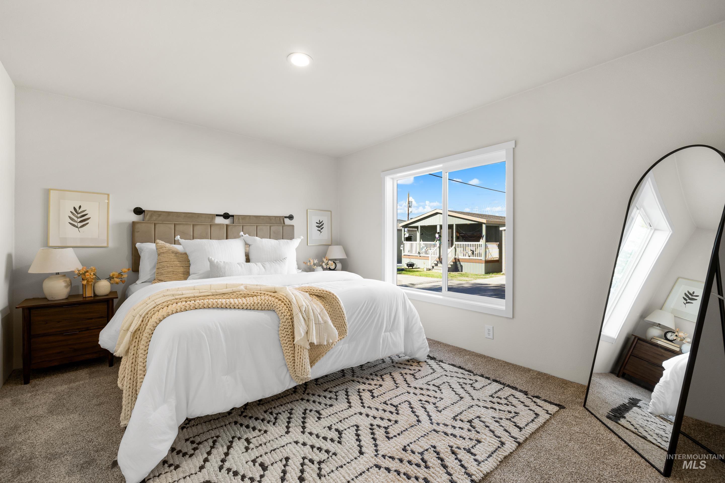 Bedroom with carpet and recessed lighting
