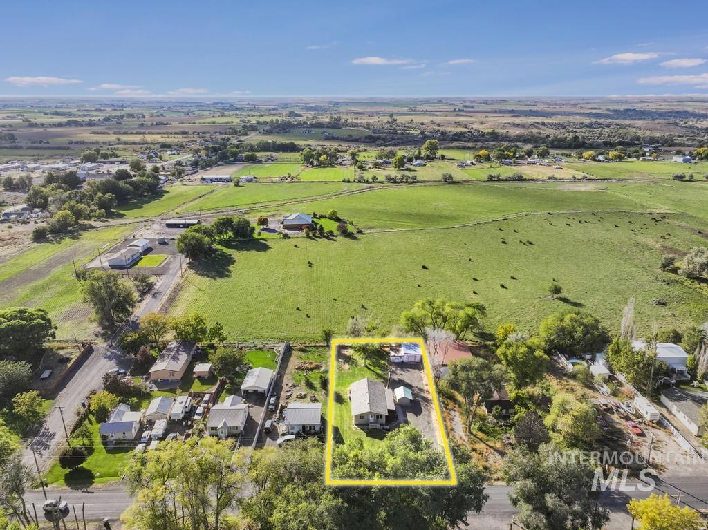 Overview of rural landscape with property parcel outlined