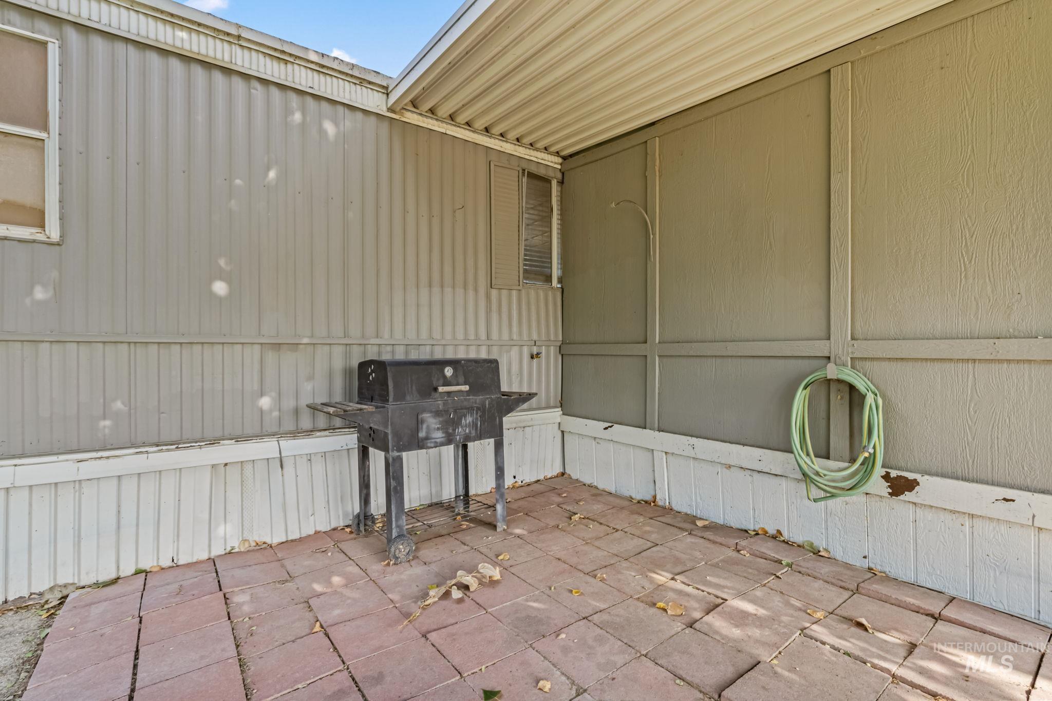 View of patio with grilling area