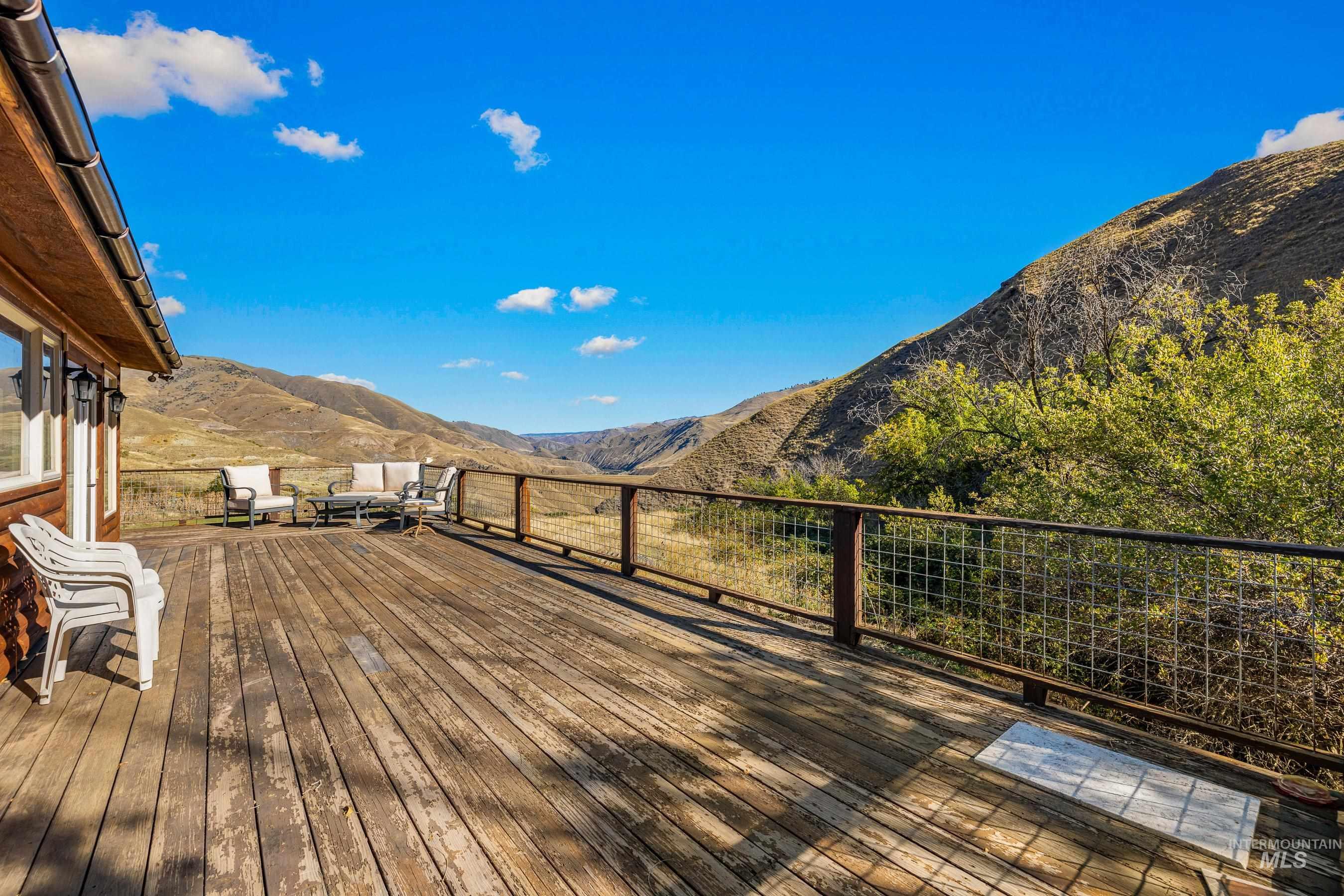 Wooden deck with a mountain view