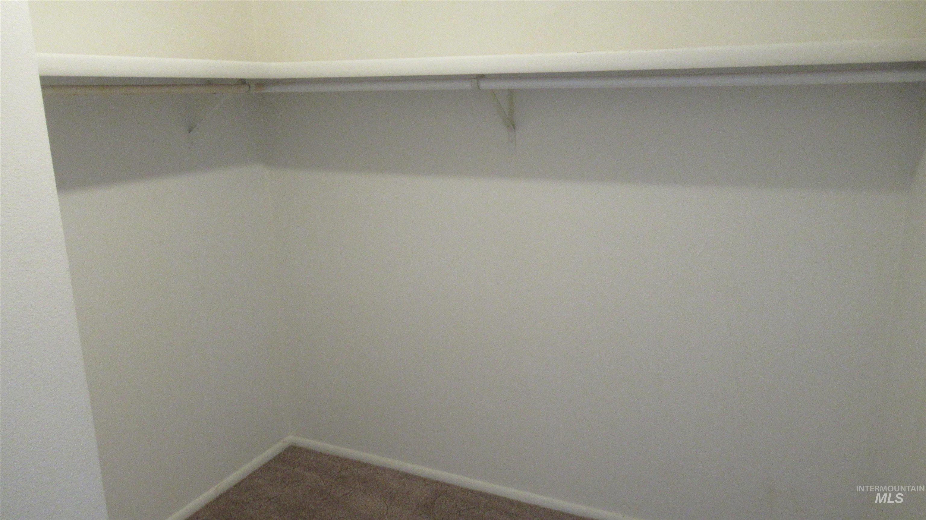 Walk in closet featuring dark carpet