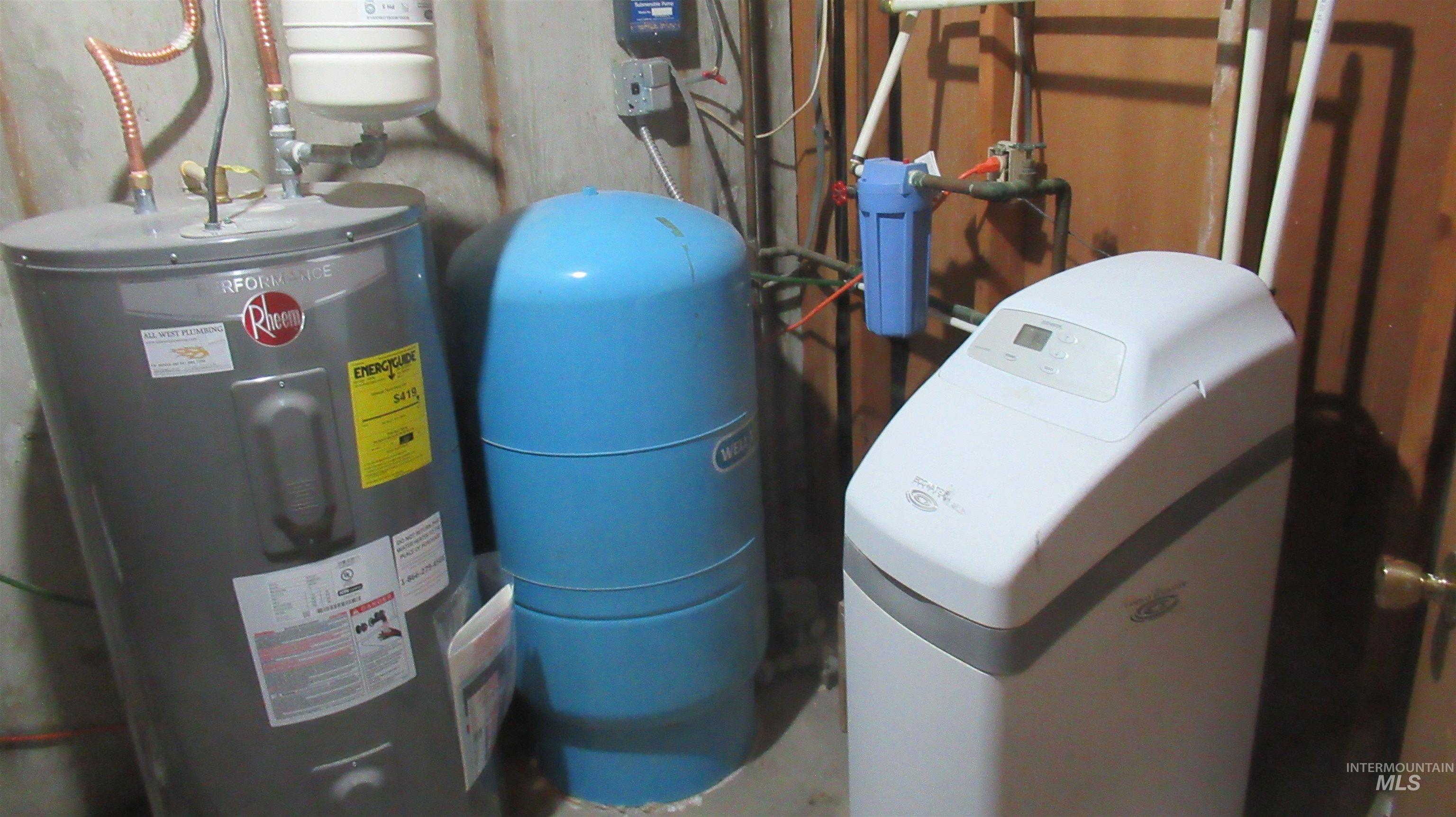 Utility room featuring electric water heater