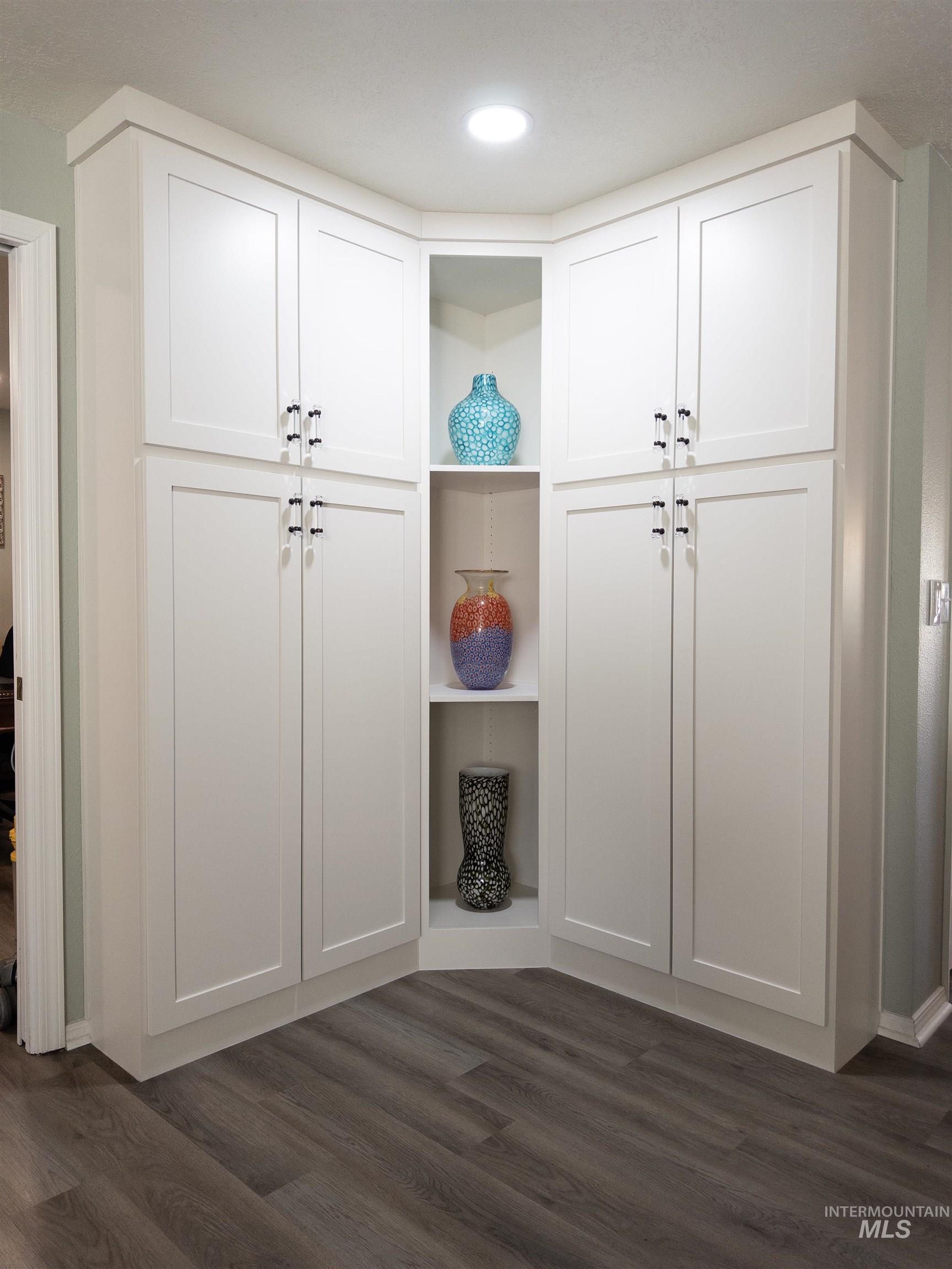Mudroom featuring dark wood-type flooring