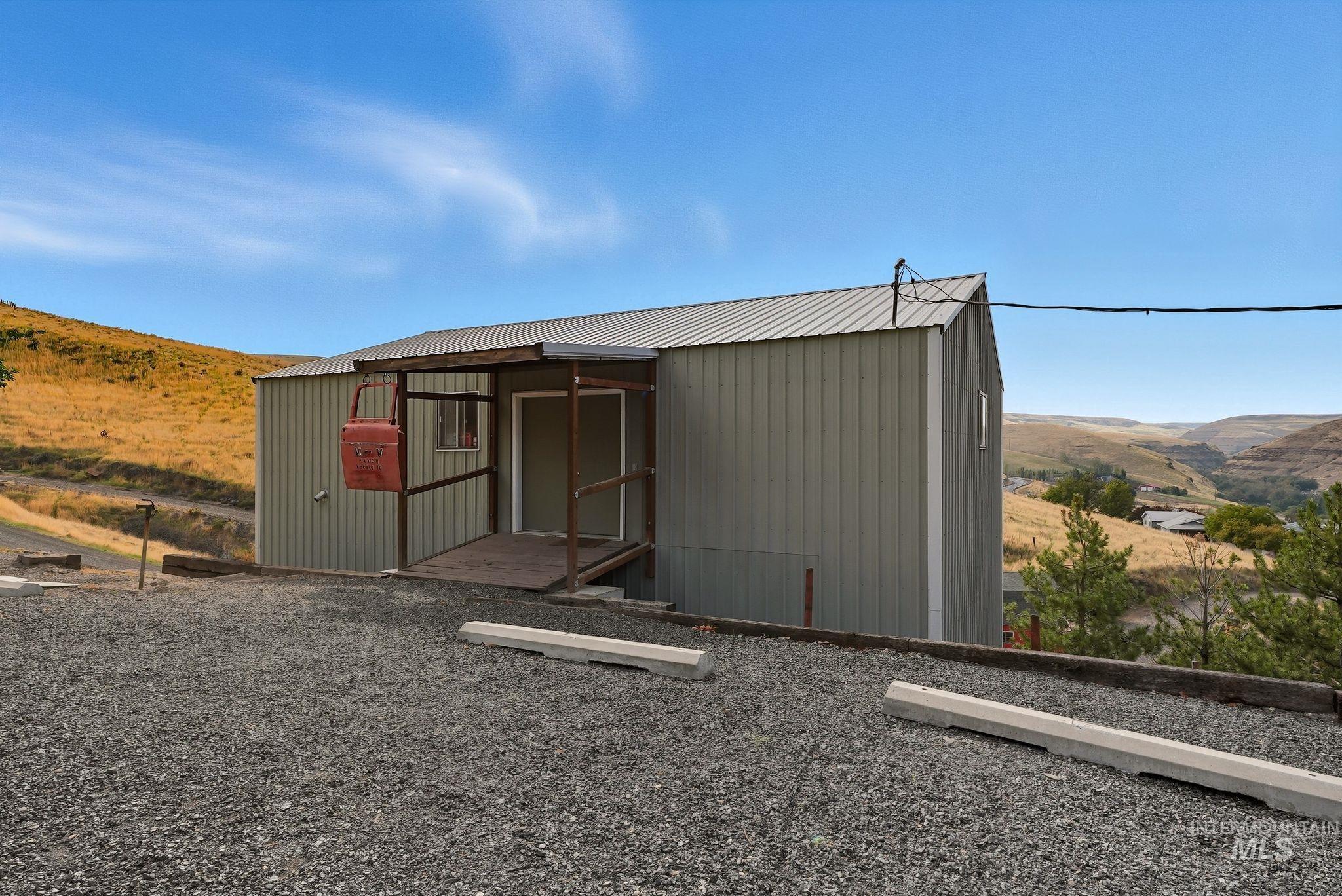 View of outdoor structure featuring a mountain view
