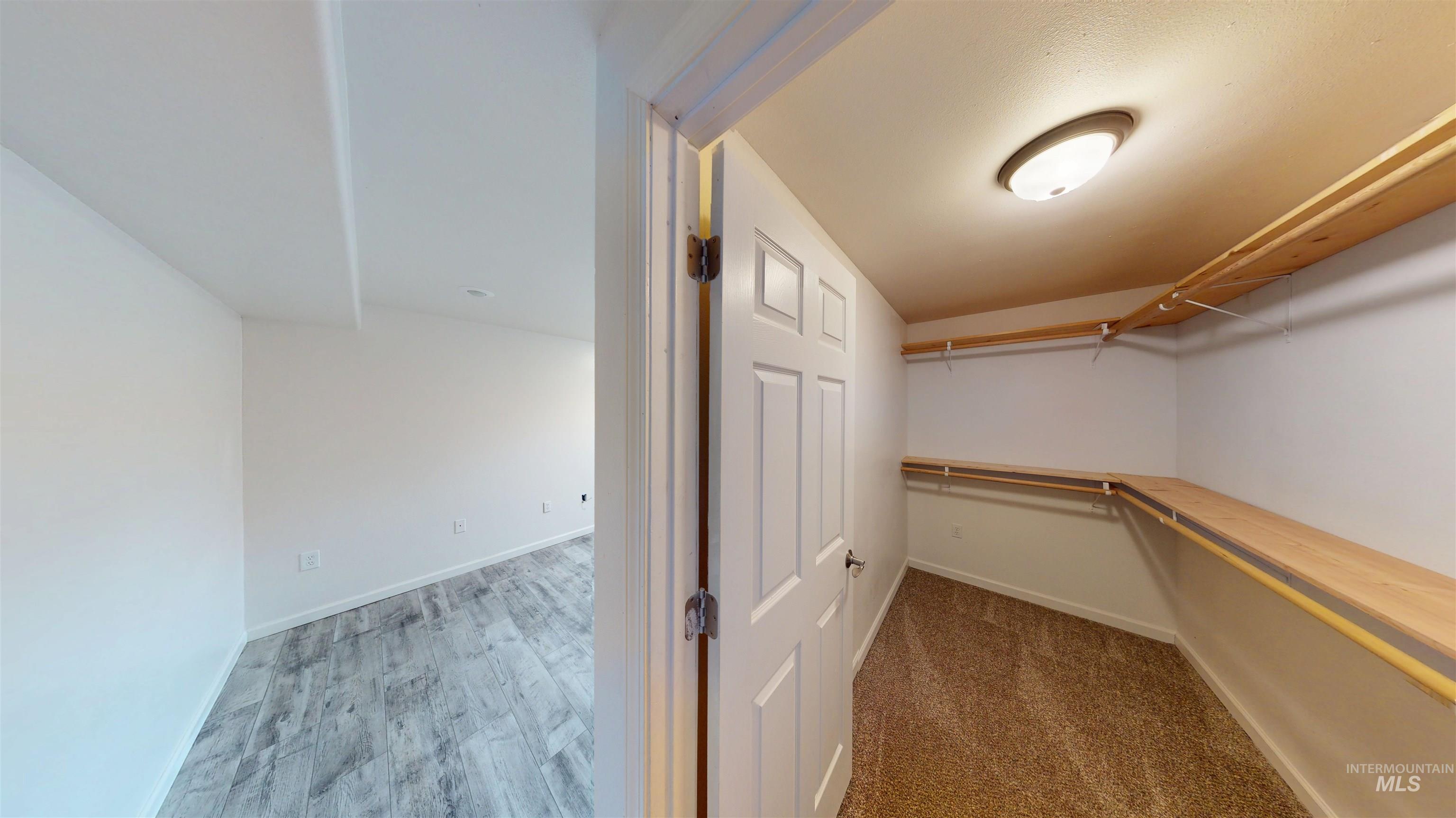 Spacious closet with dark wood-type flooring