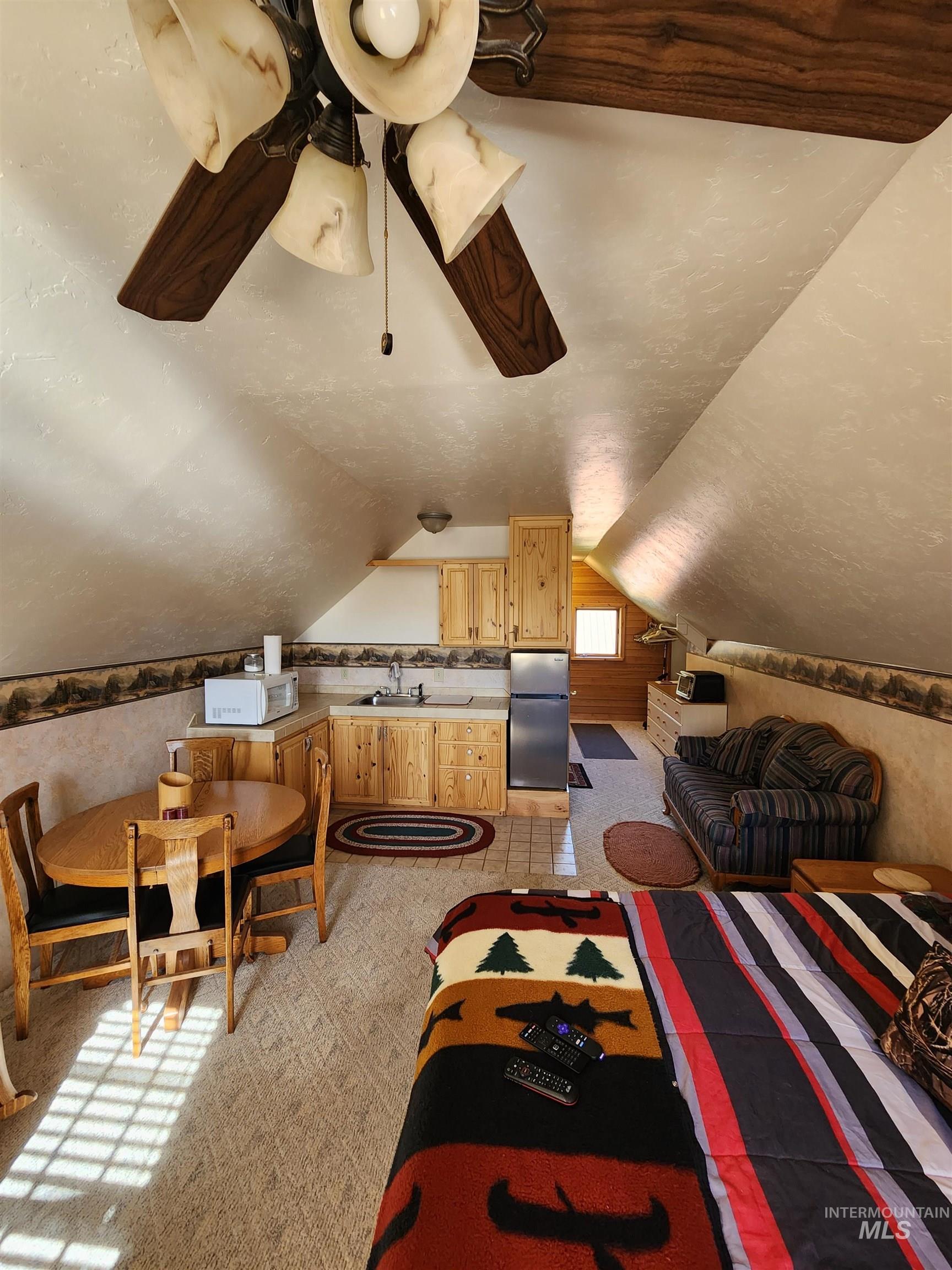 Eating area upstairs of garage