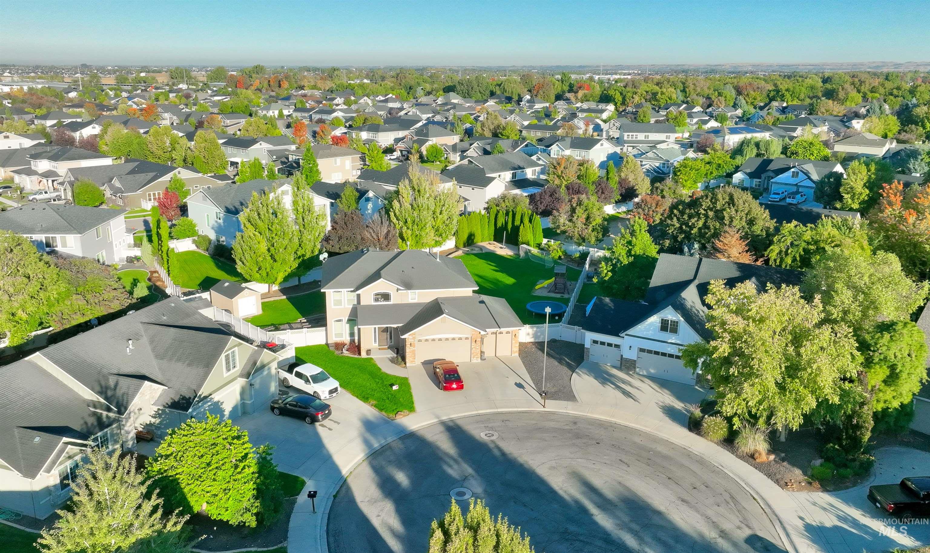 Aerial perspective of suburban area