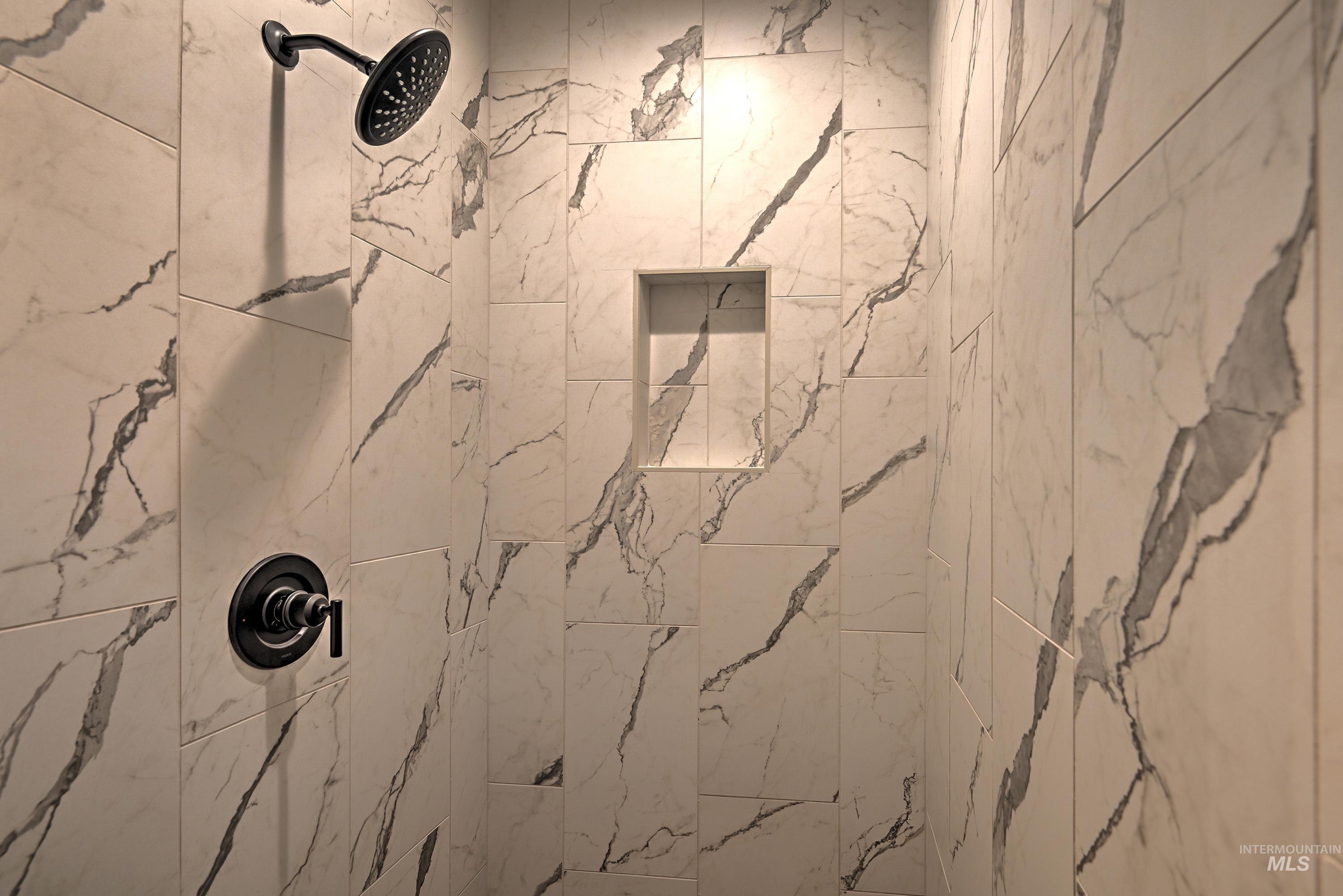 Detailed view of tiled shower