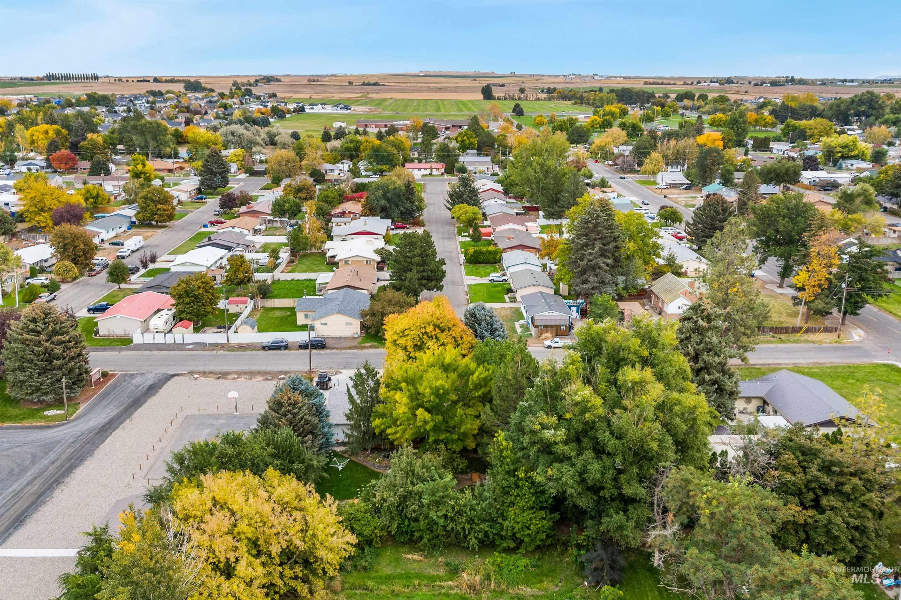 Aerial perspective of suburban area