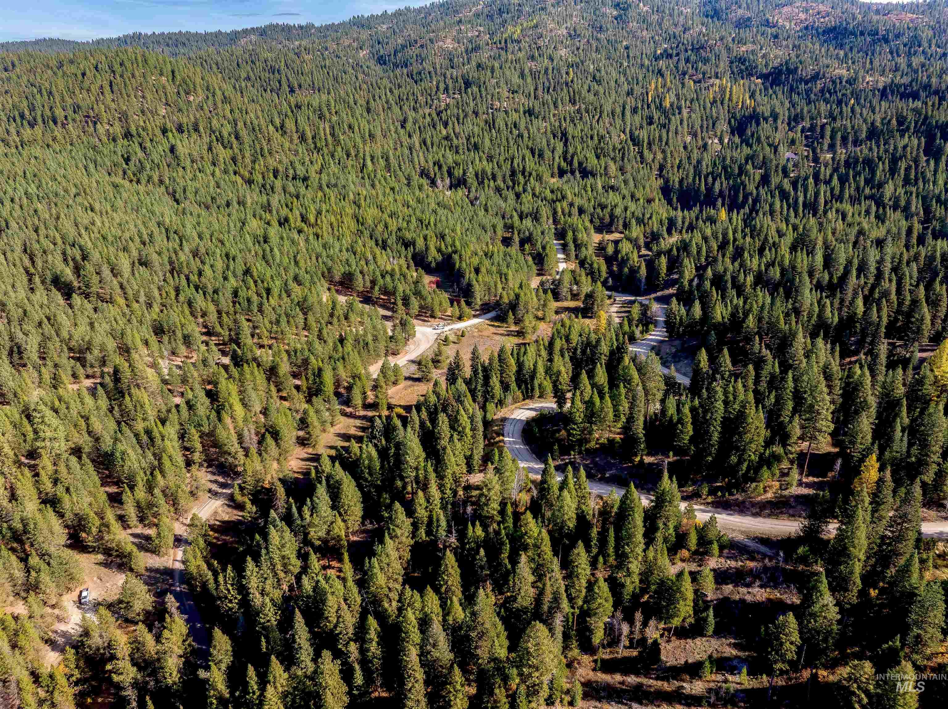 Aerial view of property and surrounding area featuring a forest
