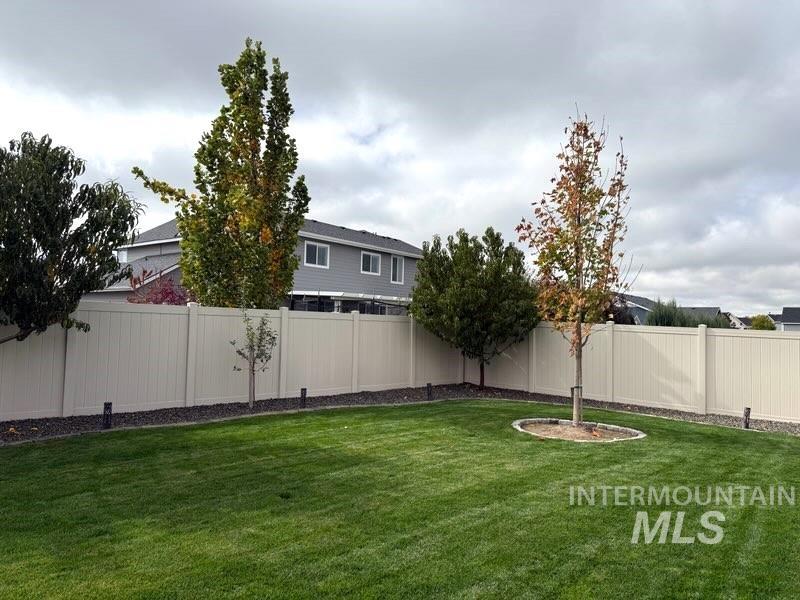 View of fenced backyard