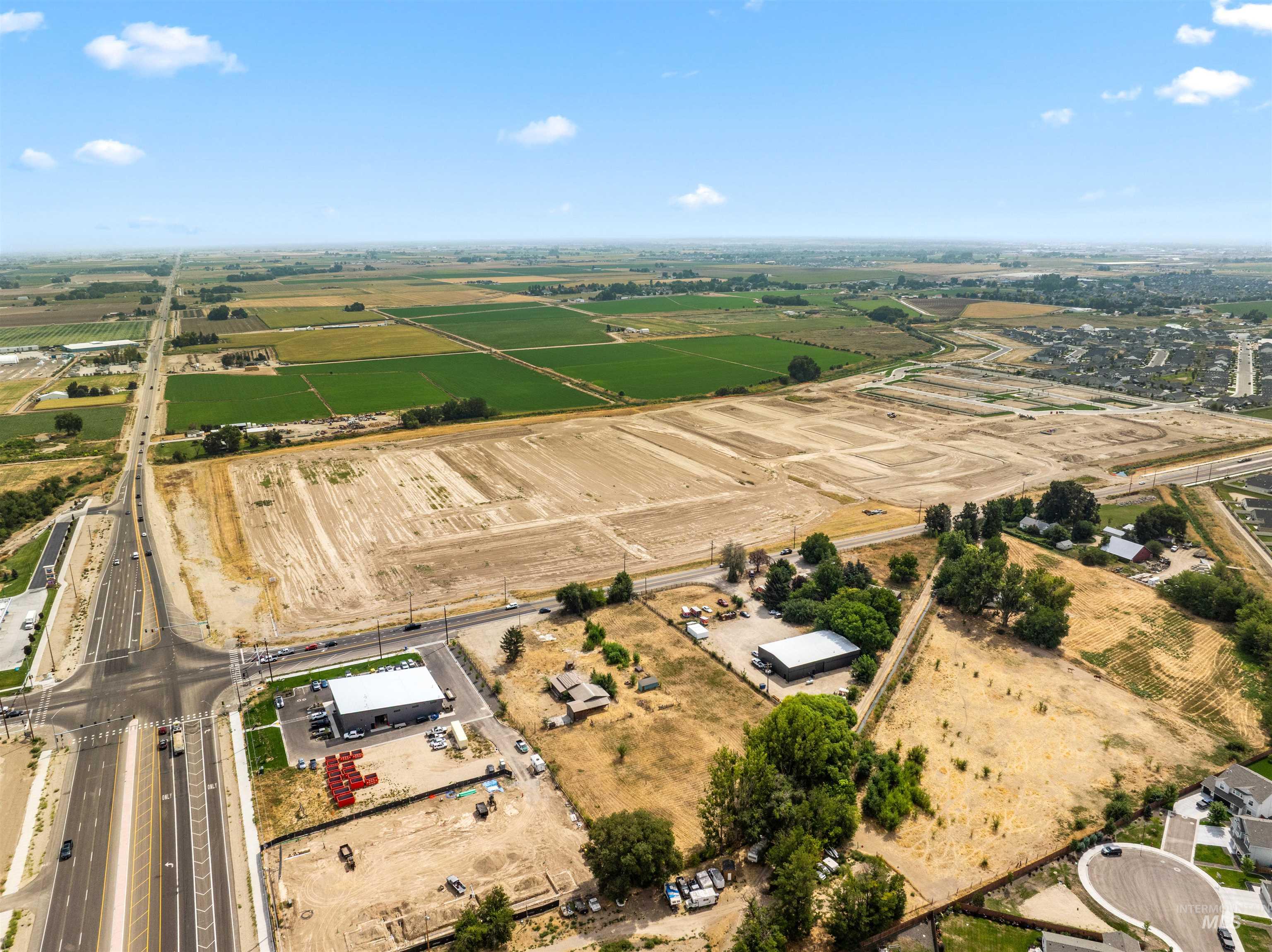 Aerial view of sparsely populated area
