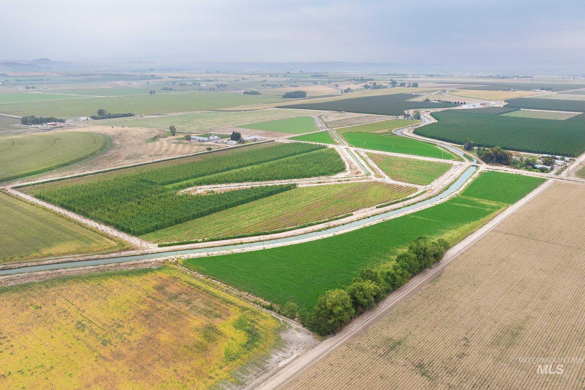 Overview of rural landscape with extensive farmland