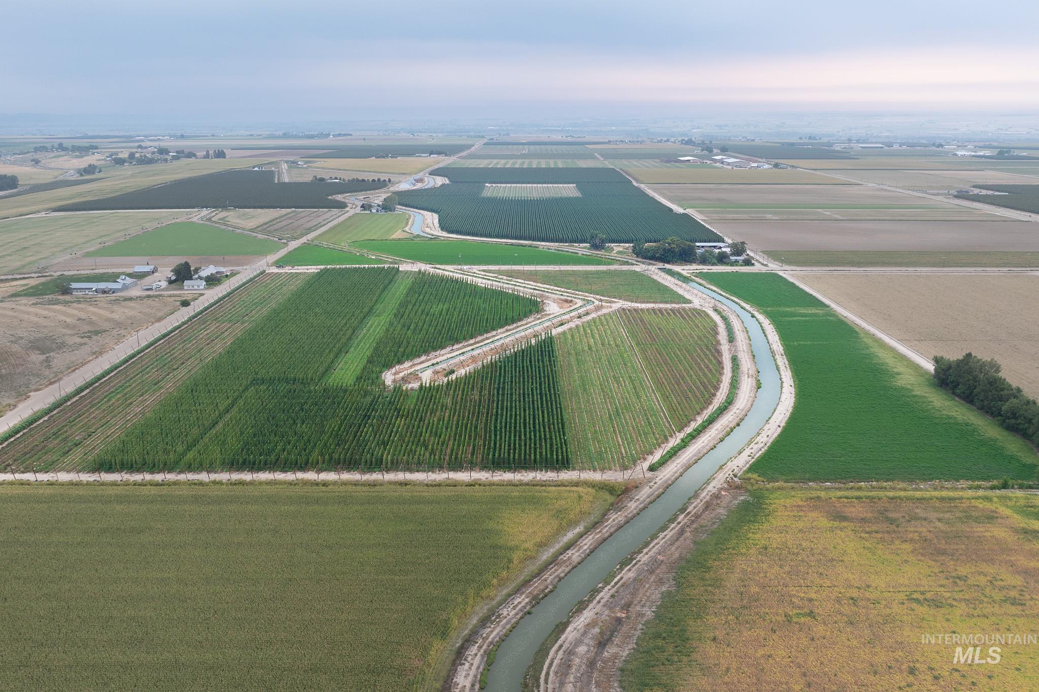 Overview of rural landscape with extensive farmland