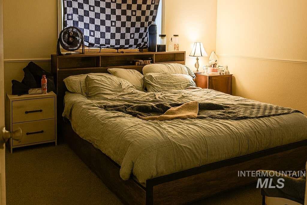Bedroom with carpet floors