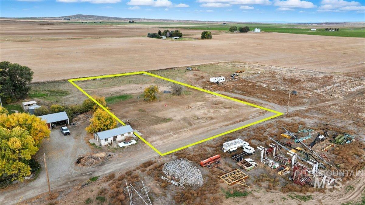 Overview of rural landscape with property boundaries highlighted