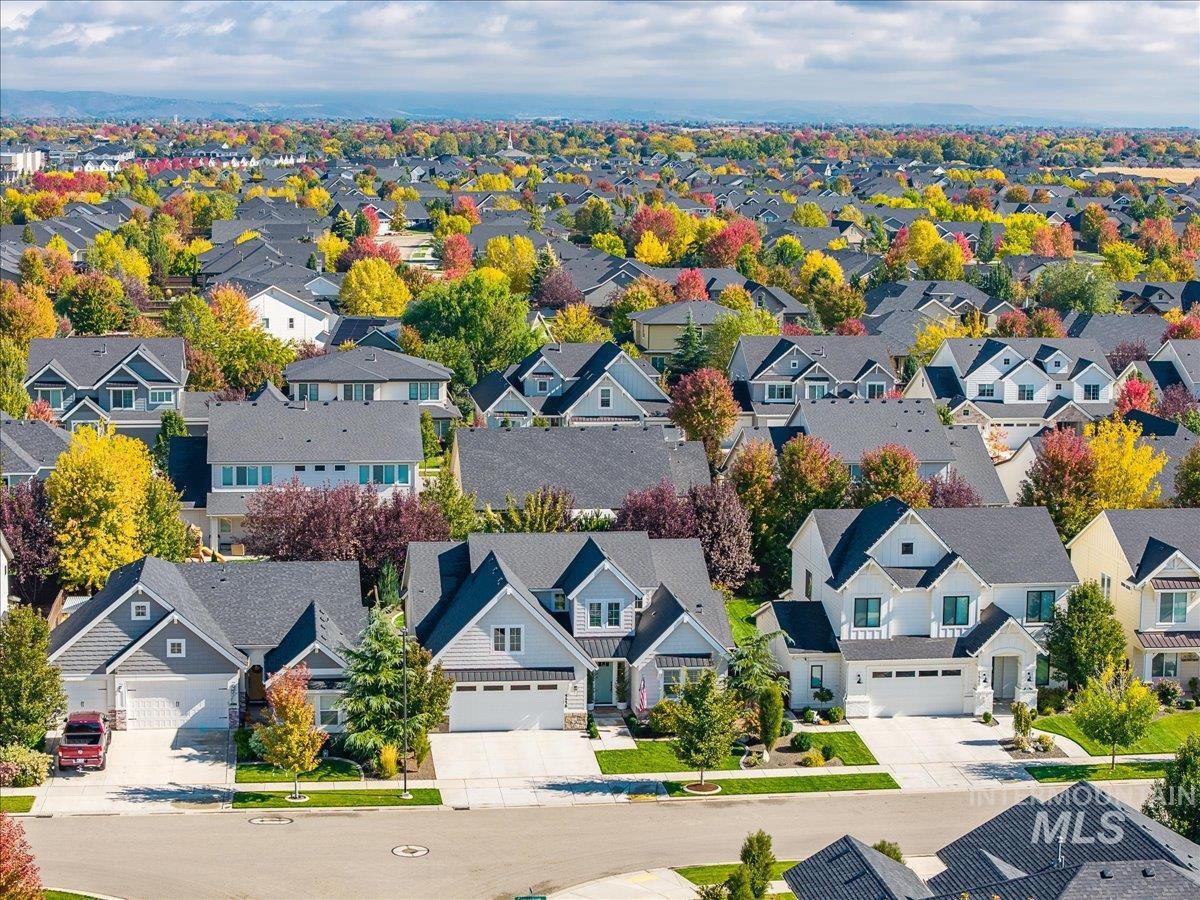 Aerial perspective of suburban area
