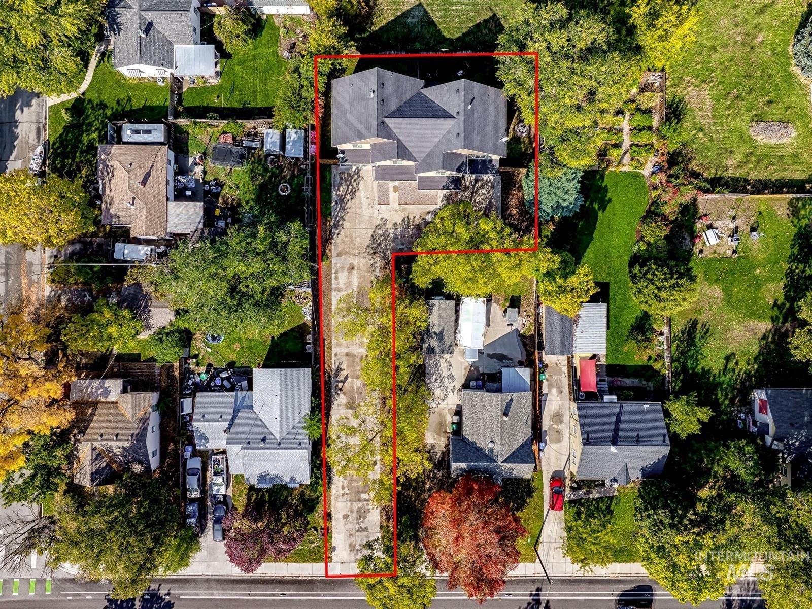 Aerial perspective of suburban area
